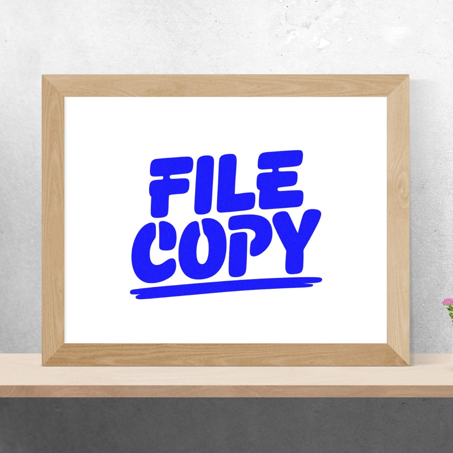 Blue FILE COPY rubber stamp impression mockup for office document and records marking.