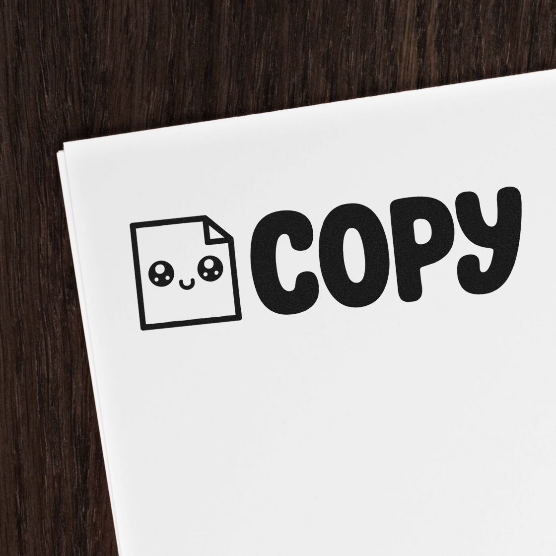 COPY rubber stamp design with cute document icon for marking duplicate files and office paperwork.