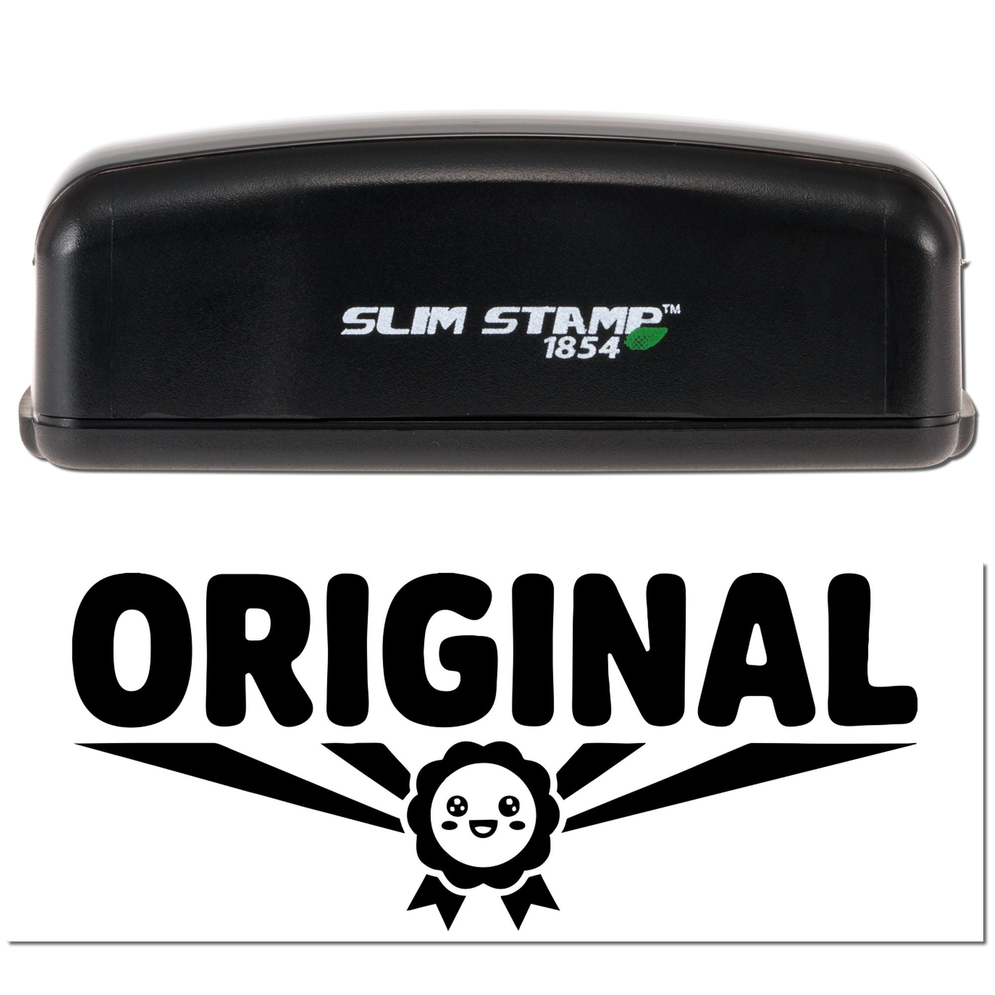 Slim Stamp 1854 custom rubber stamp with Original logo design for branding documents, packaging, and crafts.