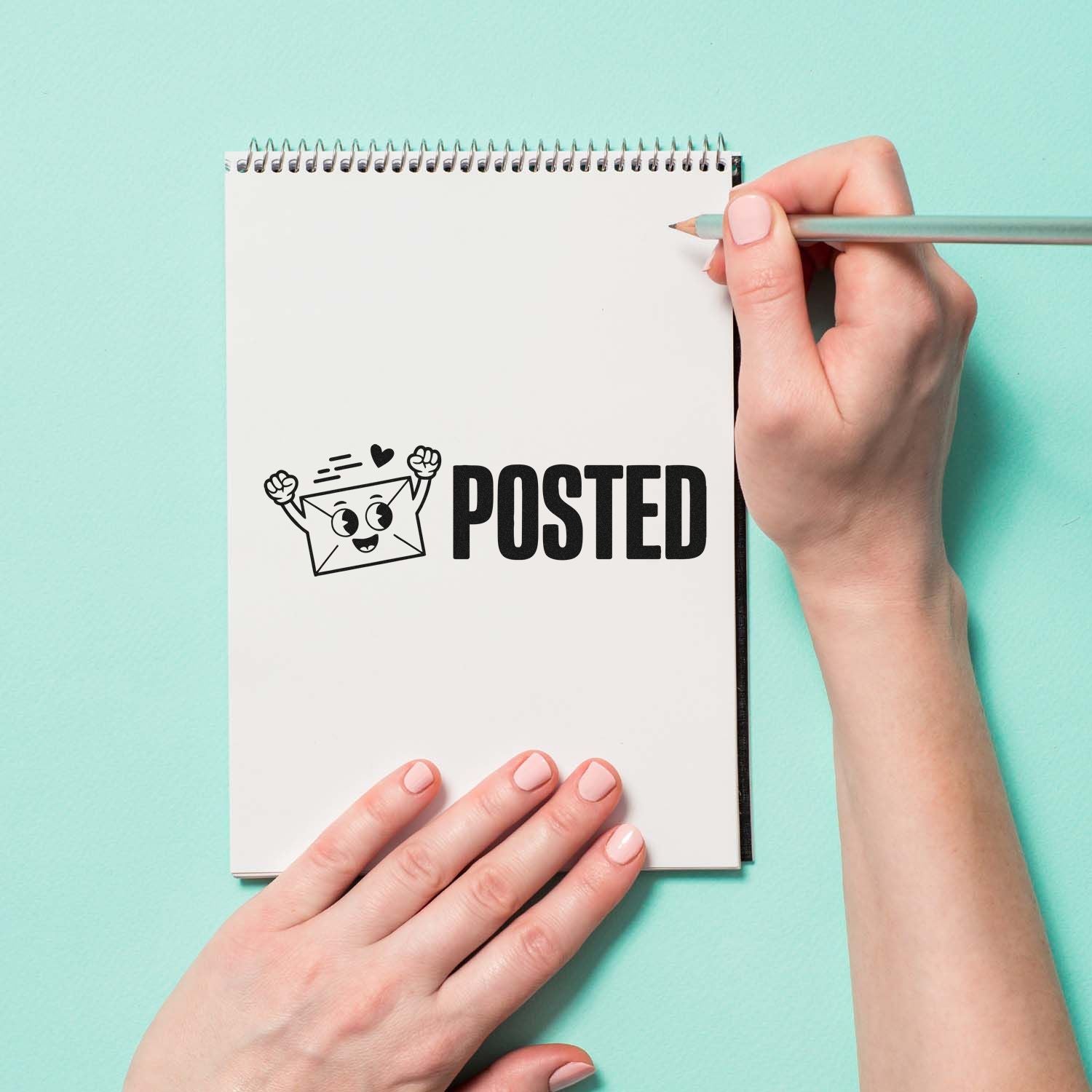 POSTED rubber stamp design with envelope icon for mail, shipping labels, and stationery branding