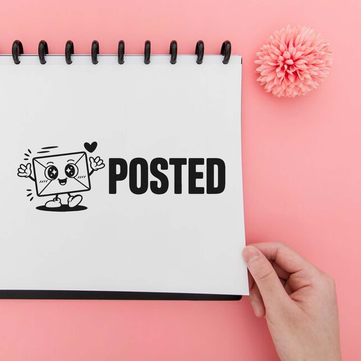 Posted rubber stamp design with cute envelope icon, perfect for mail, planner, and stationery branding.