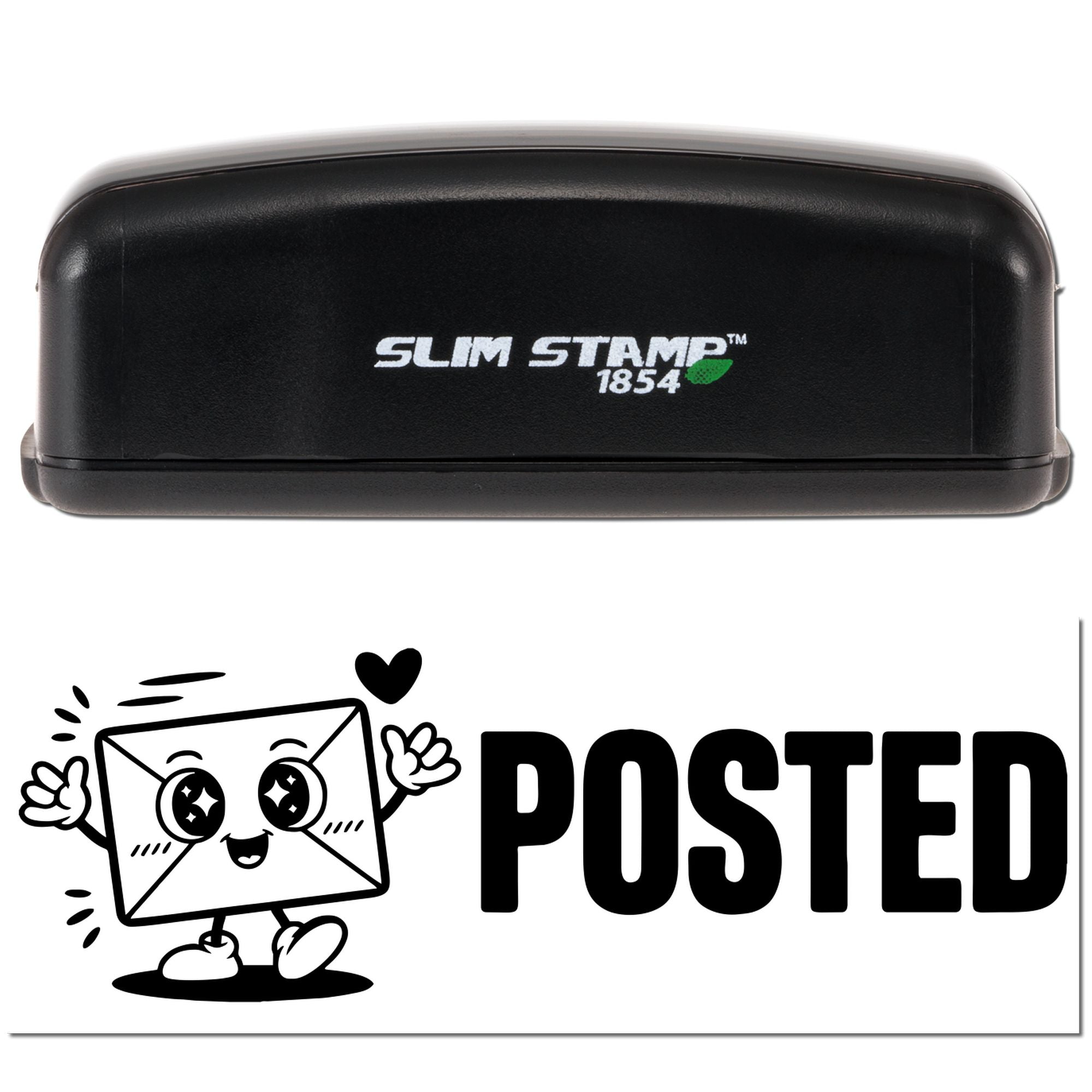Slim Stamp 1854 self-inking rubber stamp with Posted envelope design for mail, packaging, and shipping labels