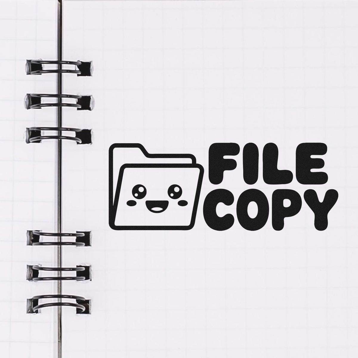 File copy rubber stamp design with folder icon for office document marking