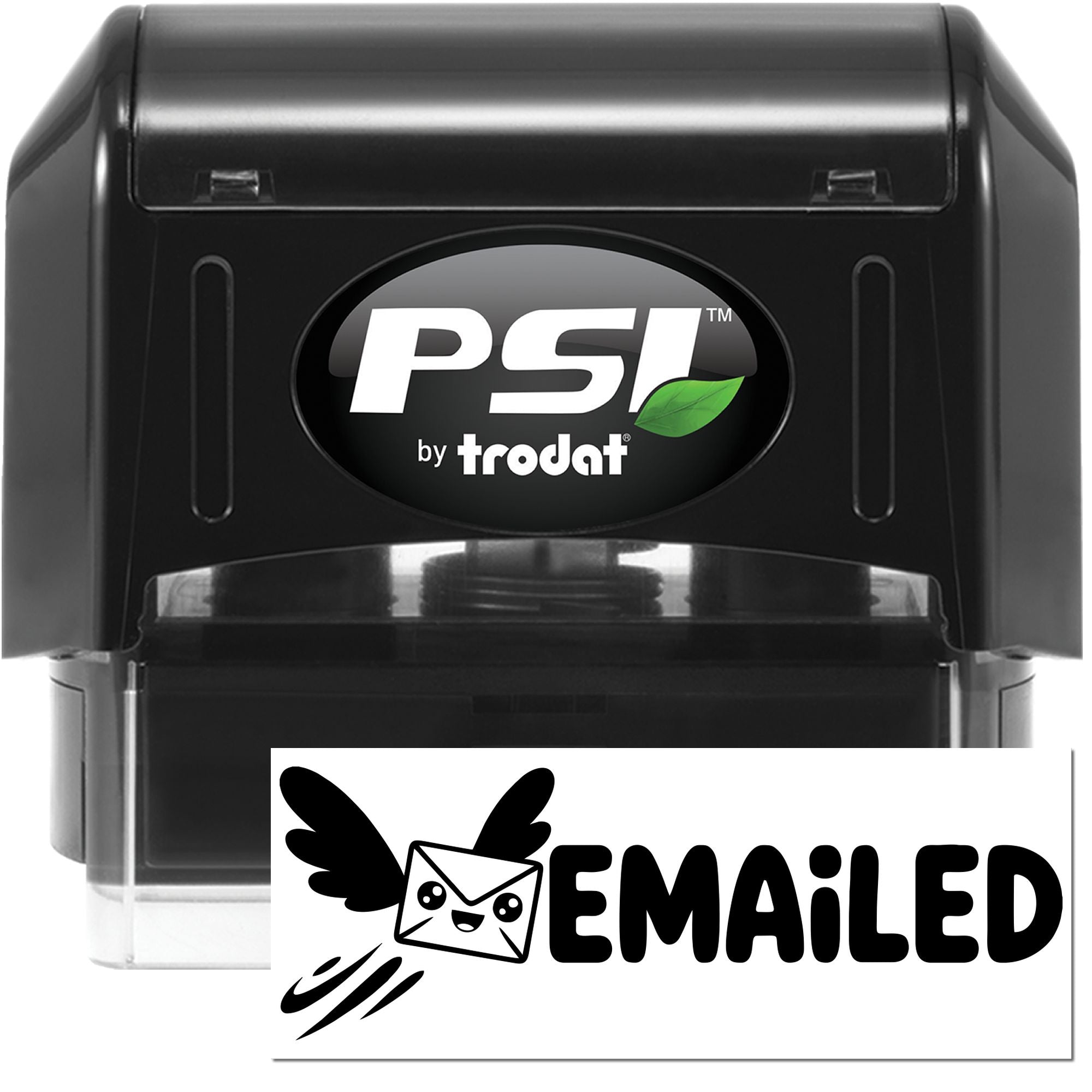 PSI by Trodat self-inking rubber stamp with Emailed imprint for office document tracking