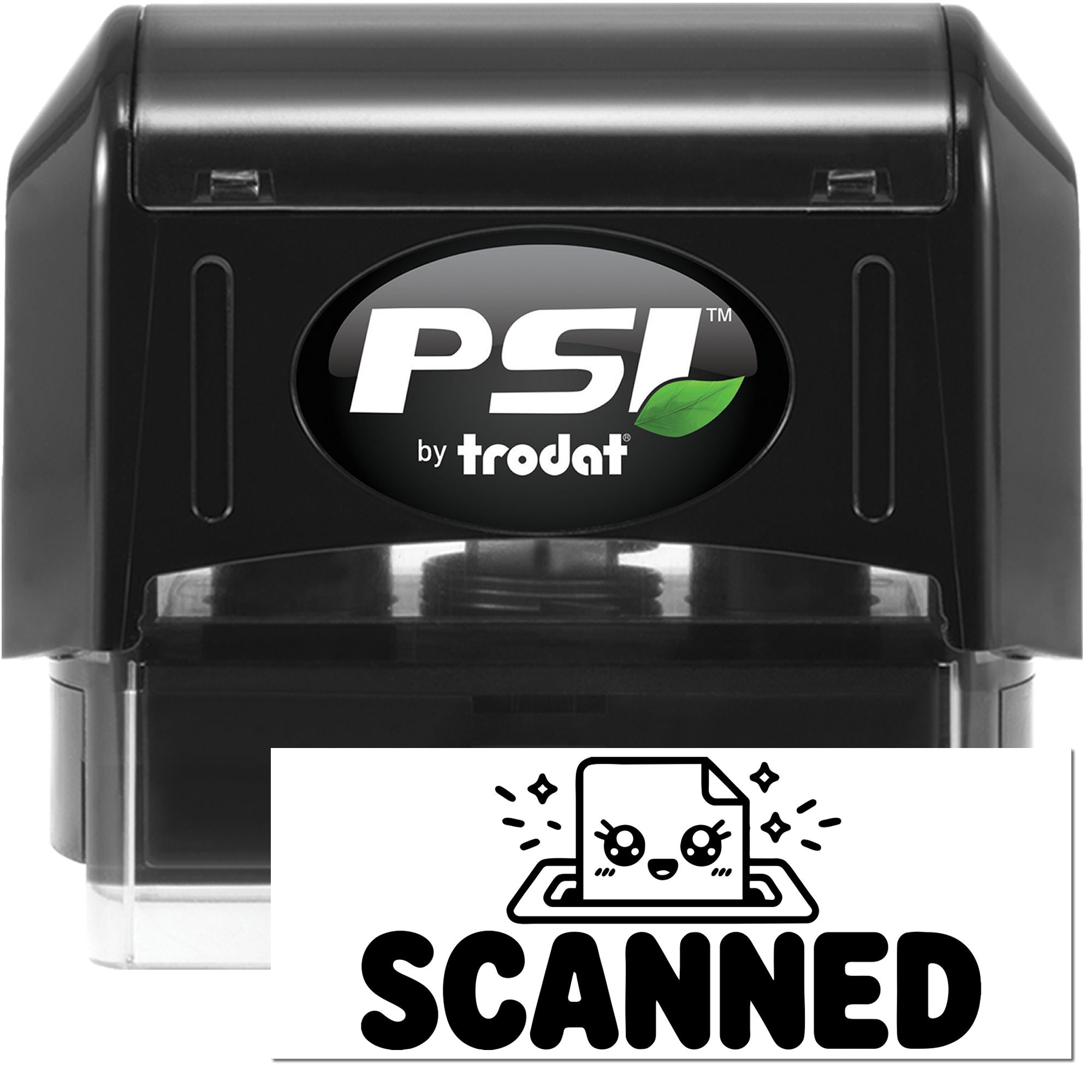 PSI by Trodat self-inking rubber stamp with SCANNED impression for office document marking.