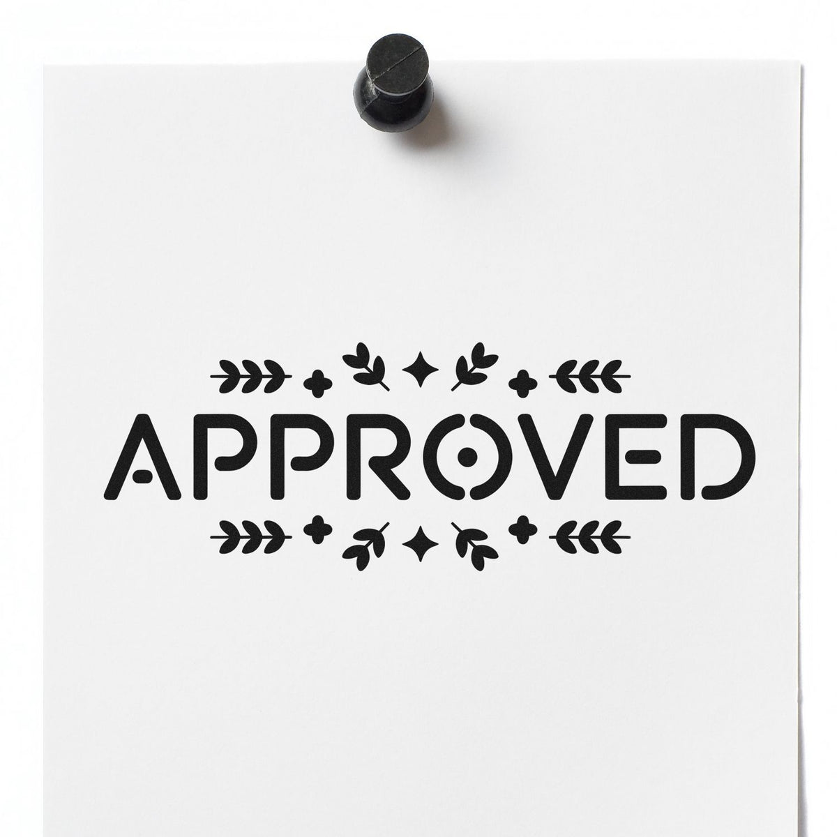 Approved rubber stamp impression on paper for office document approval and record stamping