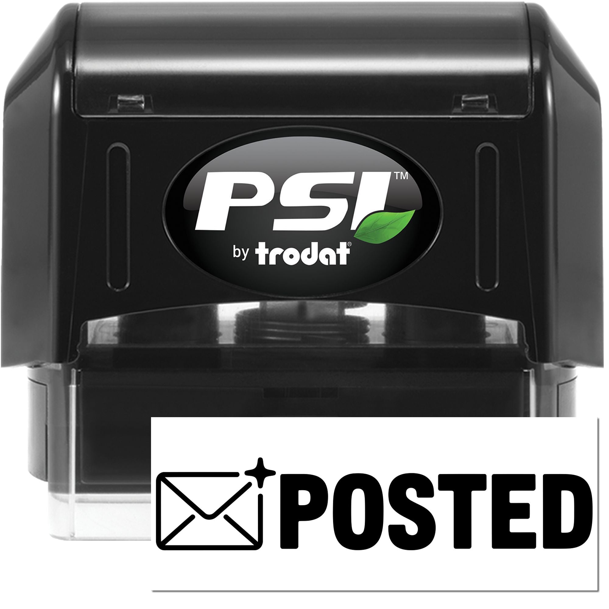PSI by Trodat self-inking rubber stamp with POSTED envelope design for office mail and document processing.