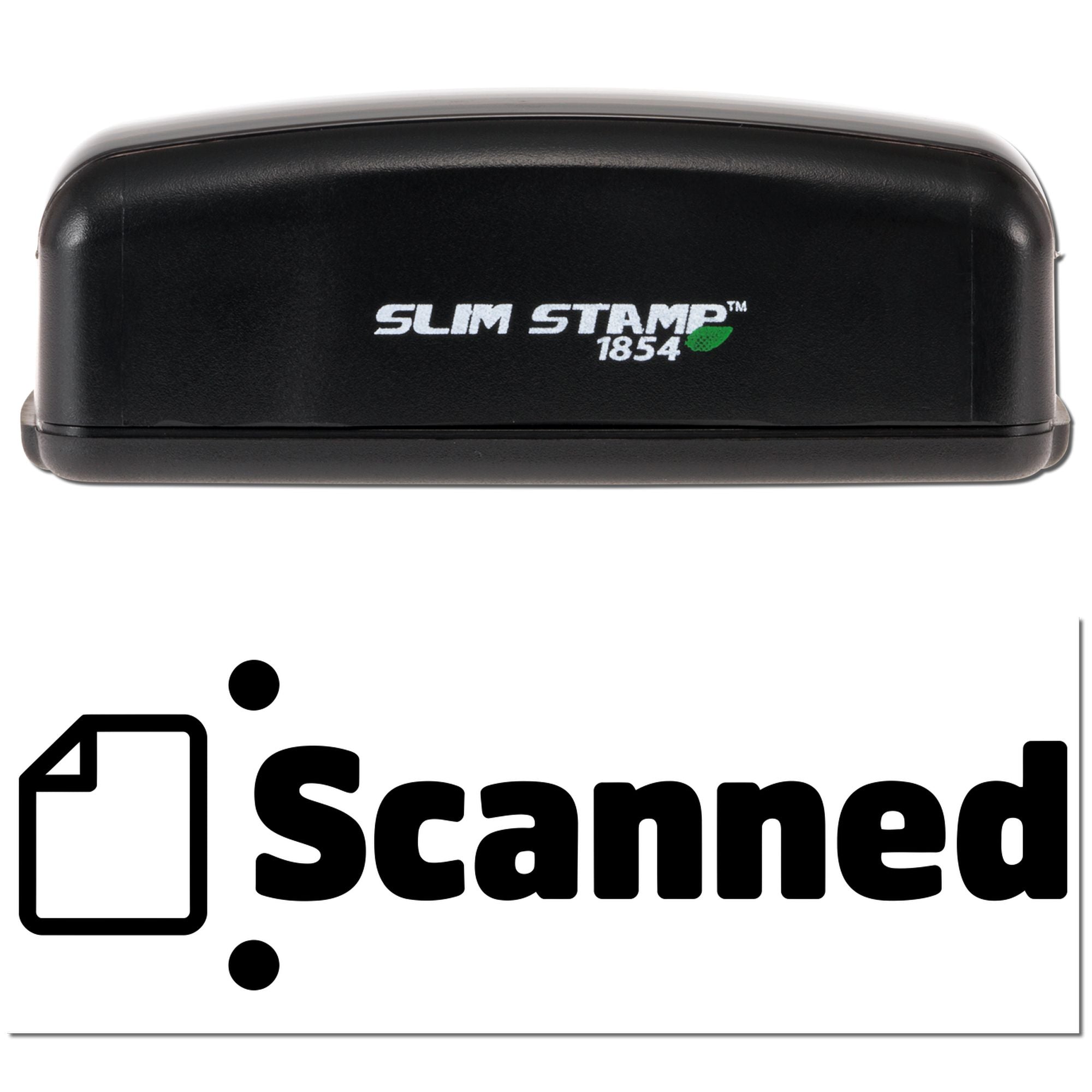 Slim Stamp 1854 self-inking rubber stamp with Scanned imprint for document processing
