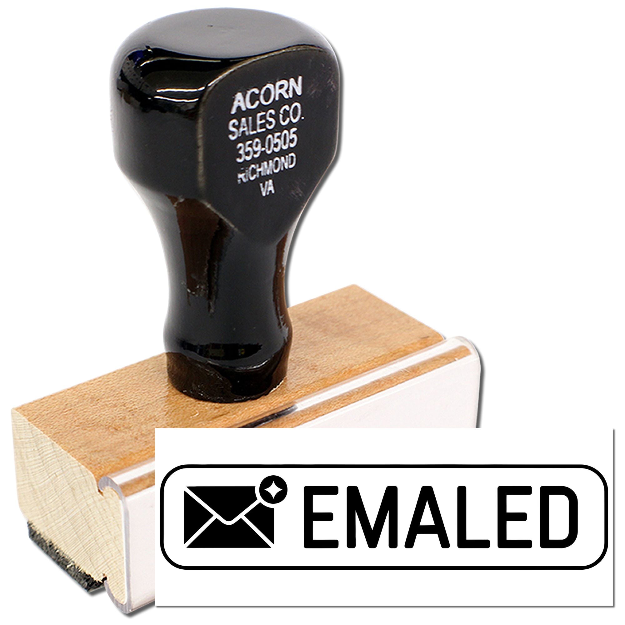 Rubber stamp with Emailed message for office mail tracking, document approval, and record keeping.