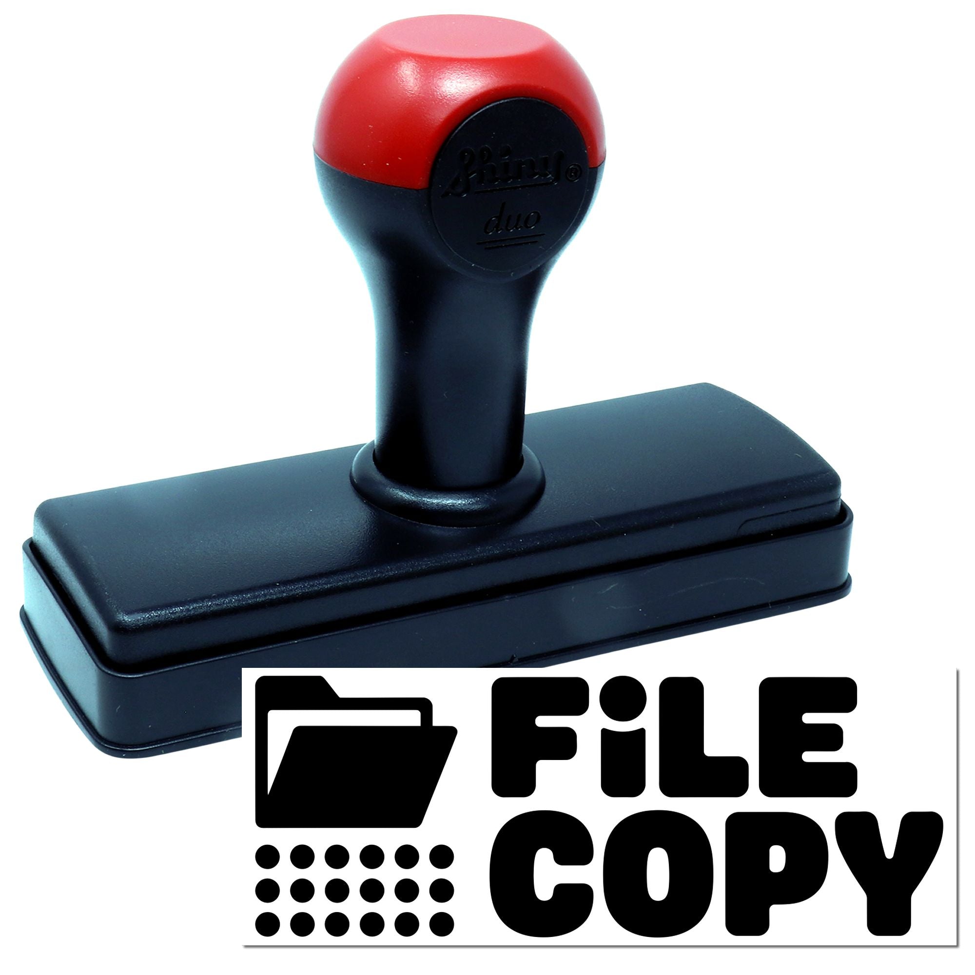 Self-inking File Copy rubber stamp for office document labeling and record keeping.
