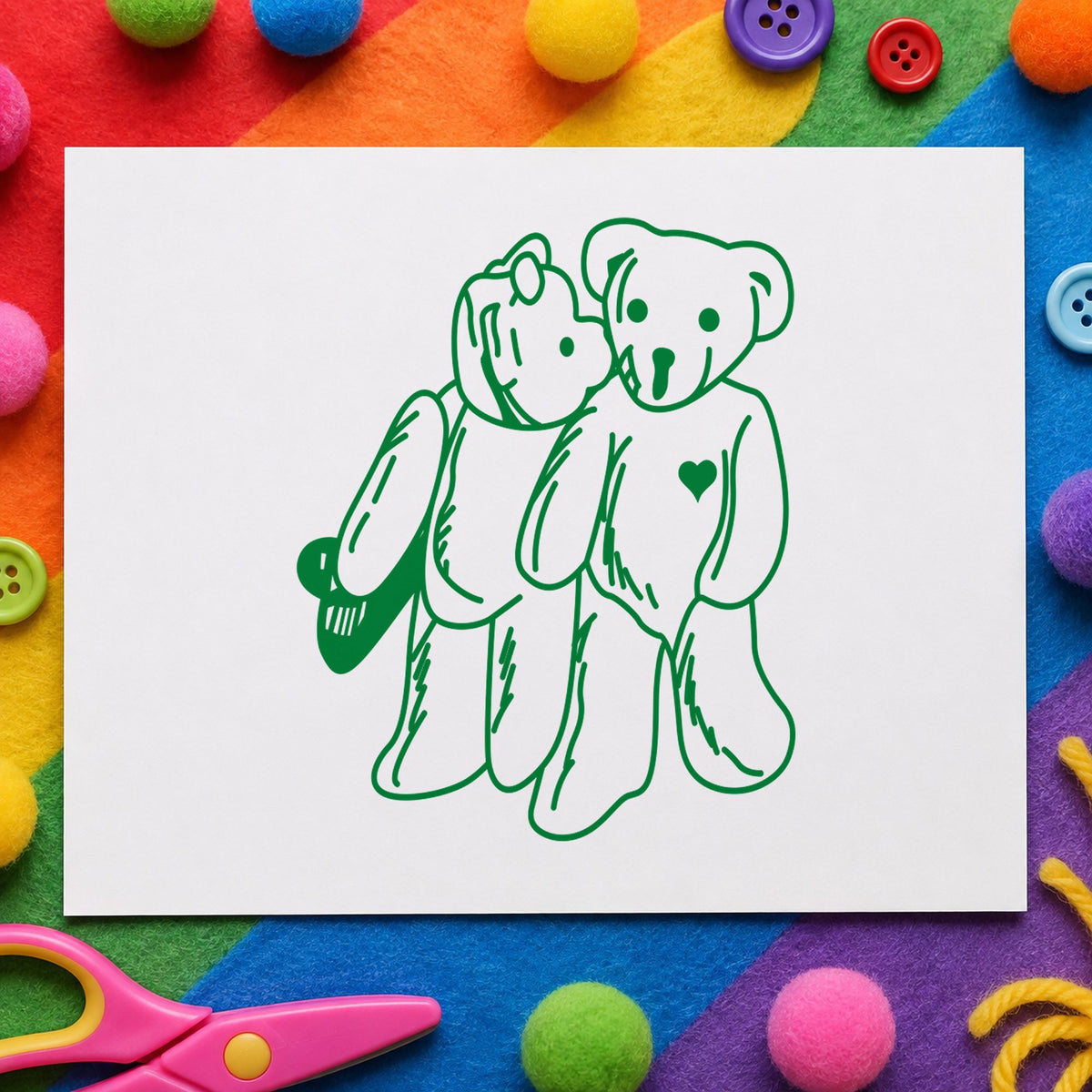 Kissing Bears Art Rubber Stamp in use 5