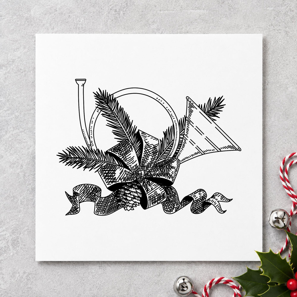 French Horn Rubber Stamp in use 2