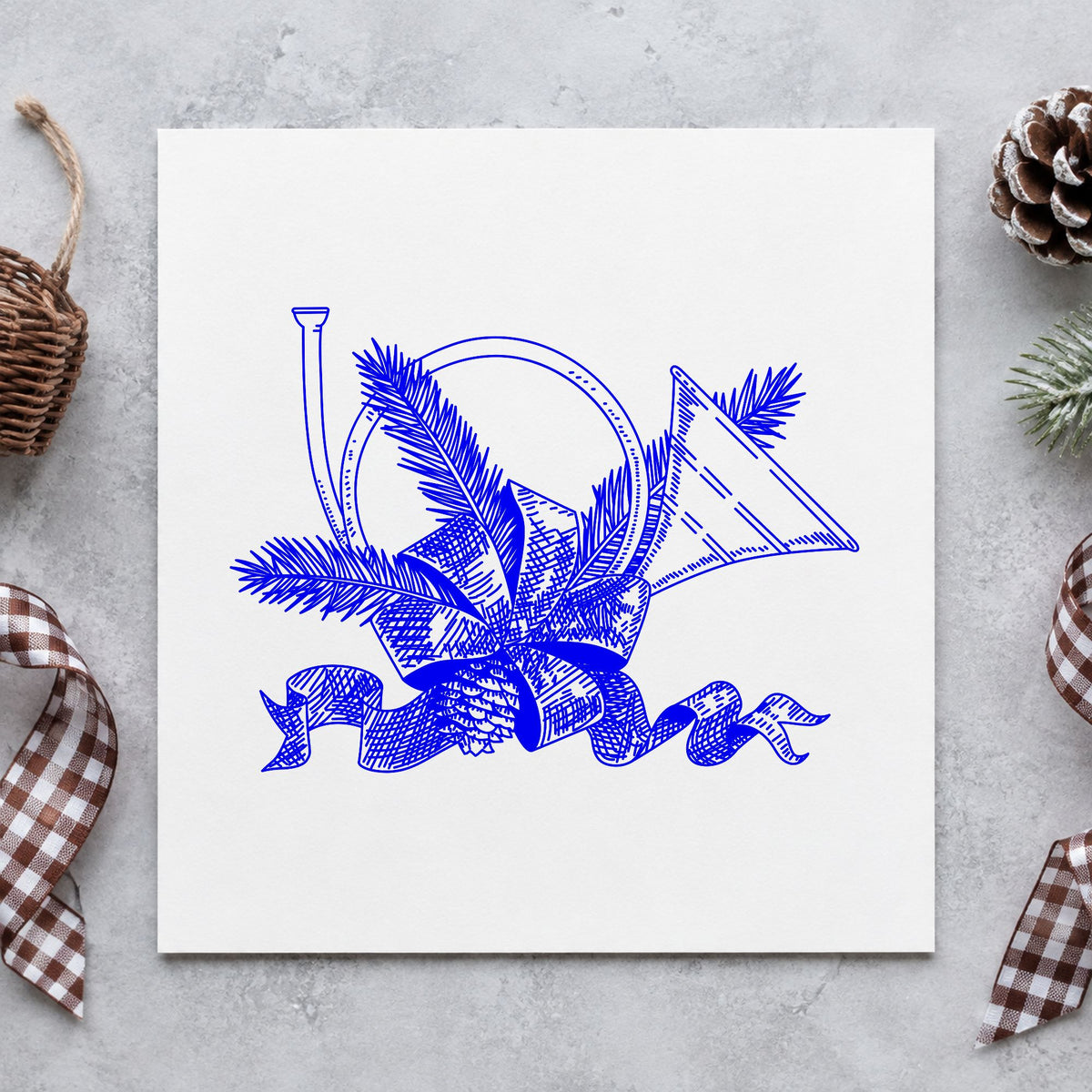 French Horn Rubber Stamp in use 3