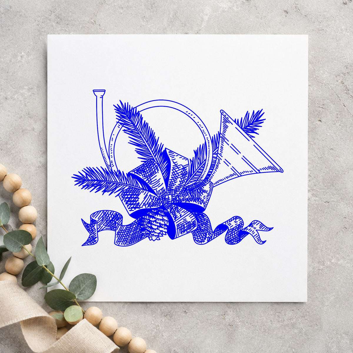 French Horn Rubber Stamp in use 4