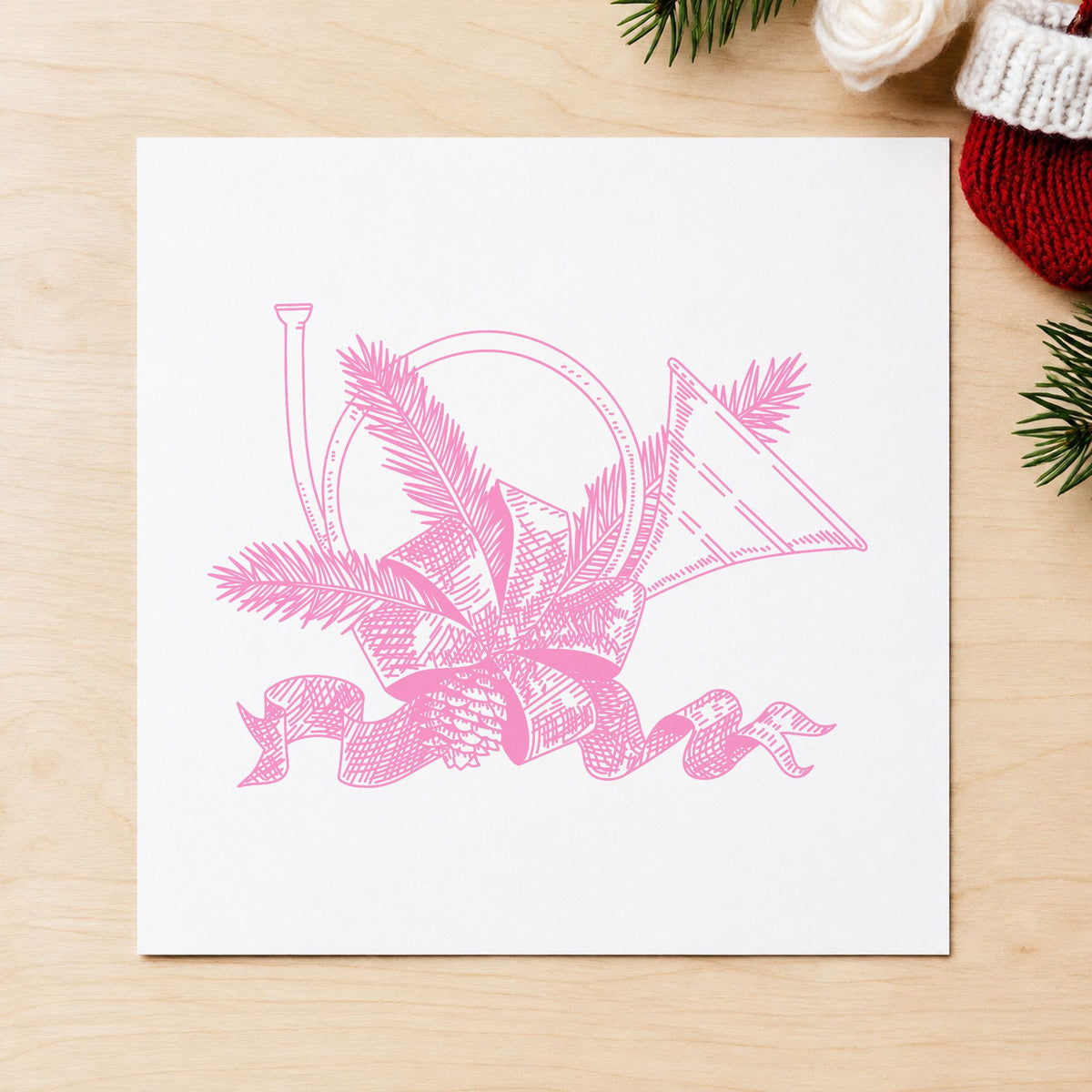 French Horn Rubber Stamp in use 6