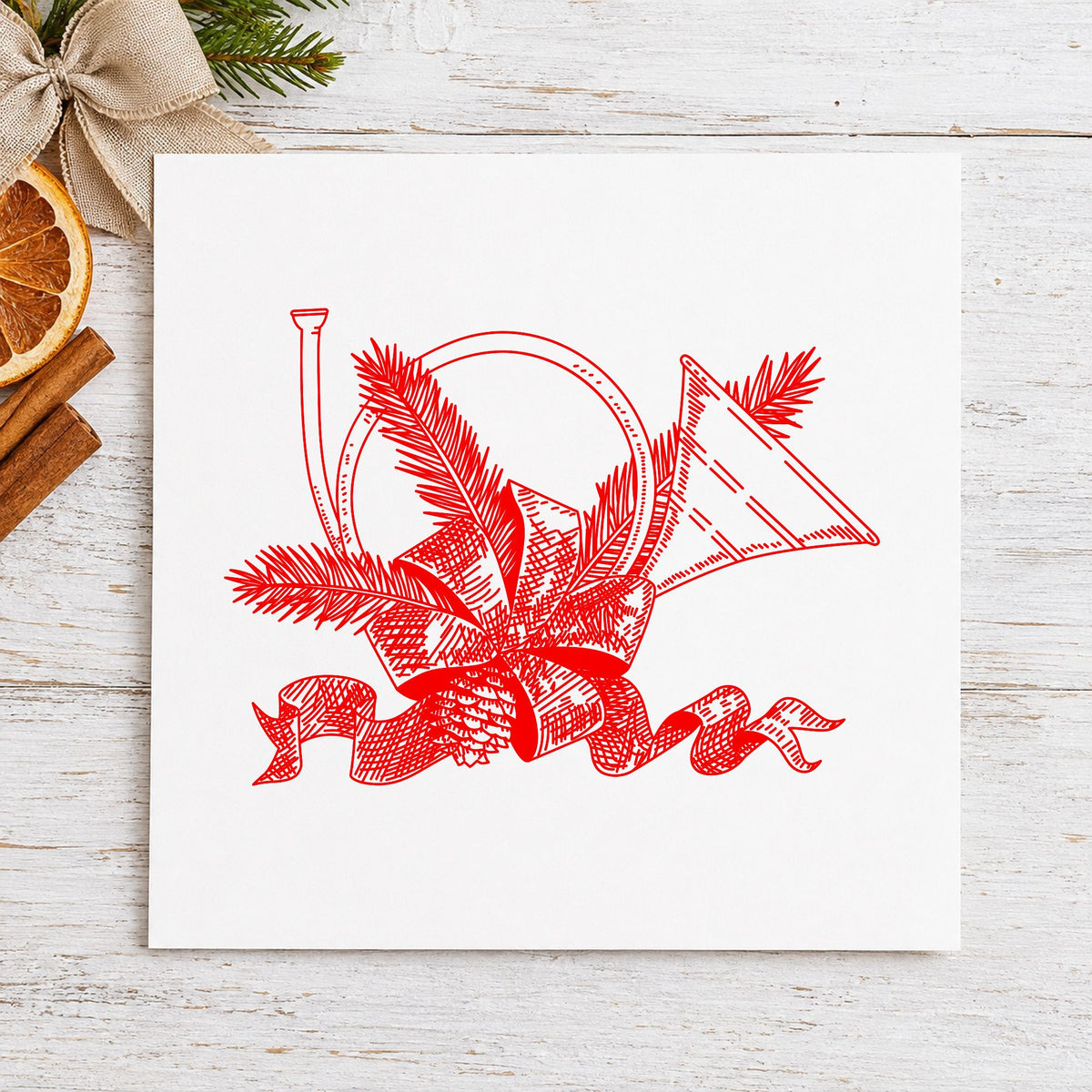 French Horn Rubber Stamp in use 8