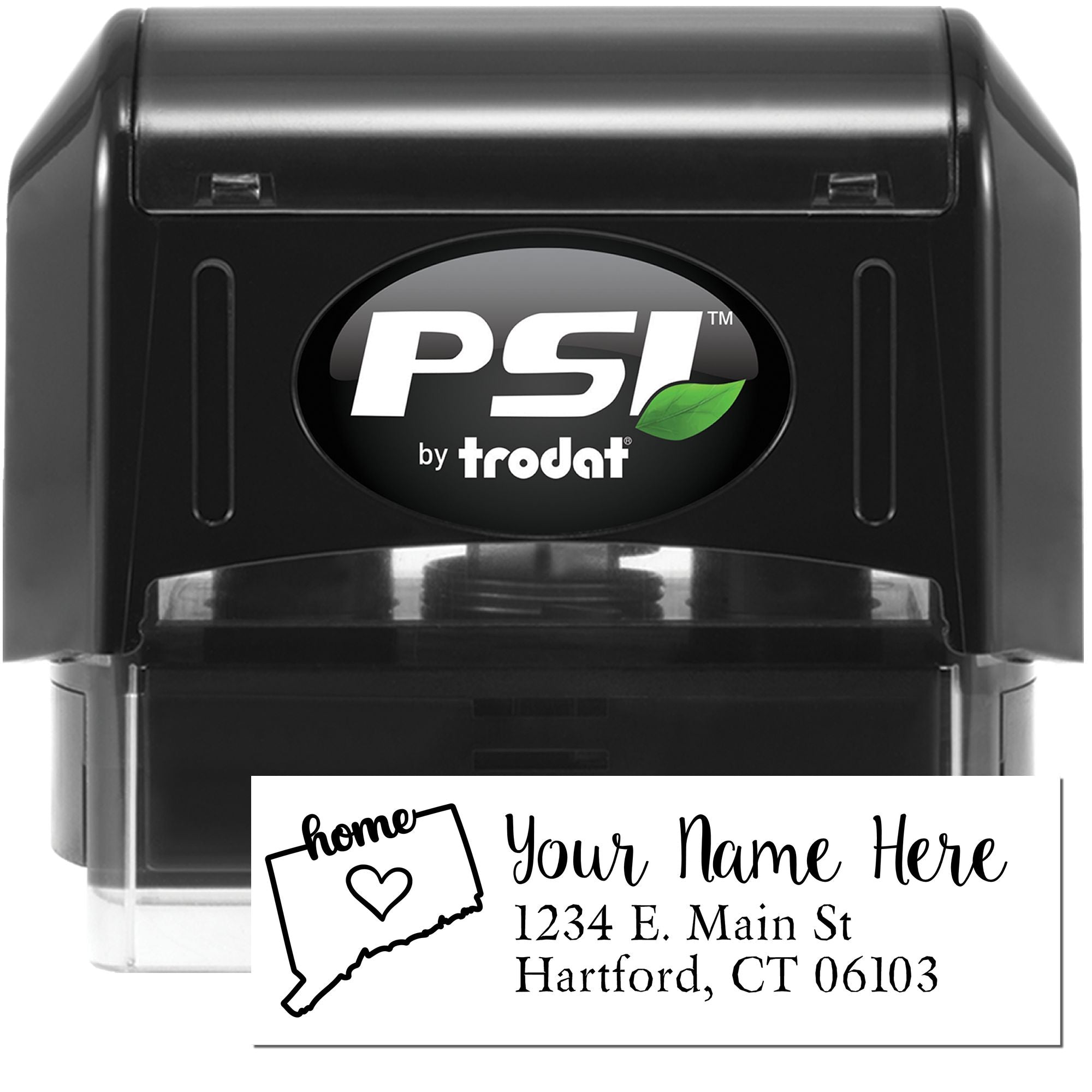 PSI by Trodat self-inking custom address rubber stamp with home state outline and personalized return address design