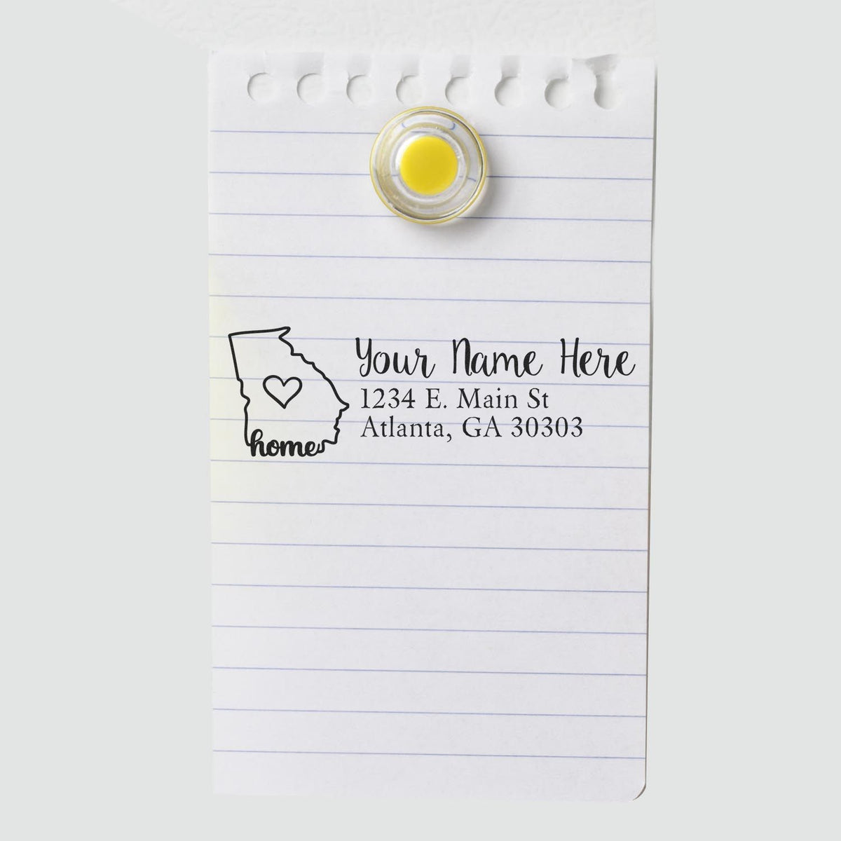 Custom return address rubber stamp with Georgia home design, personalized name and address stamp for envelopes and mailings.