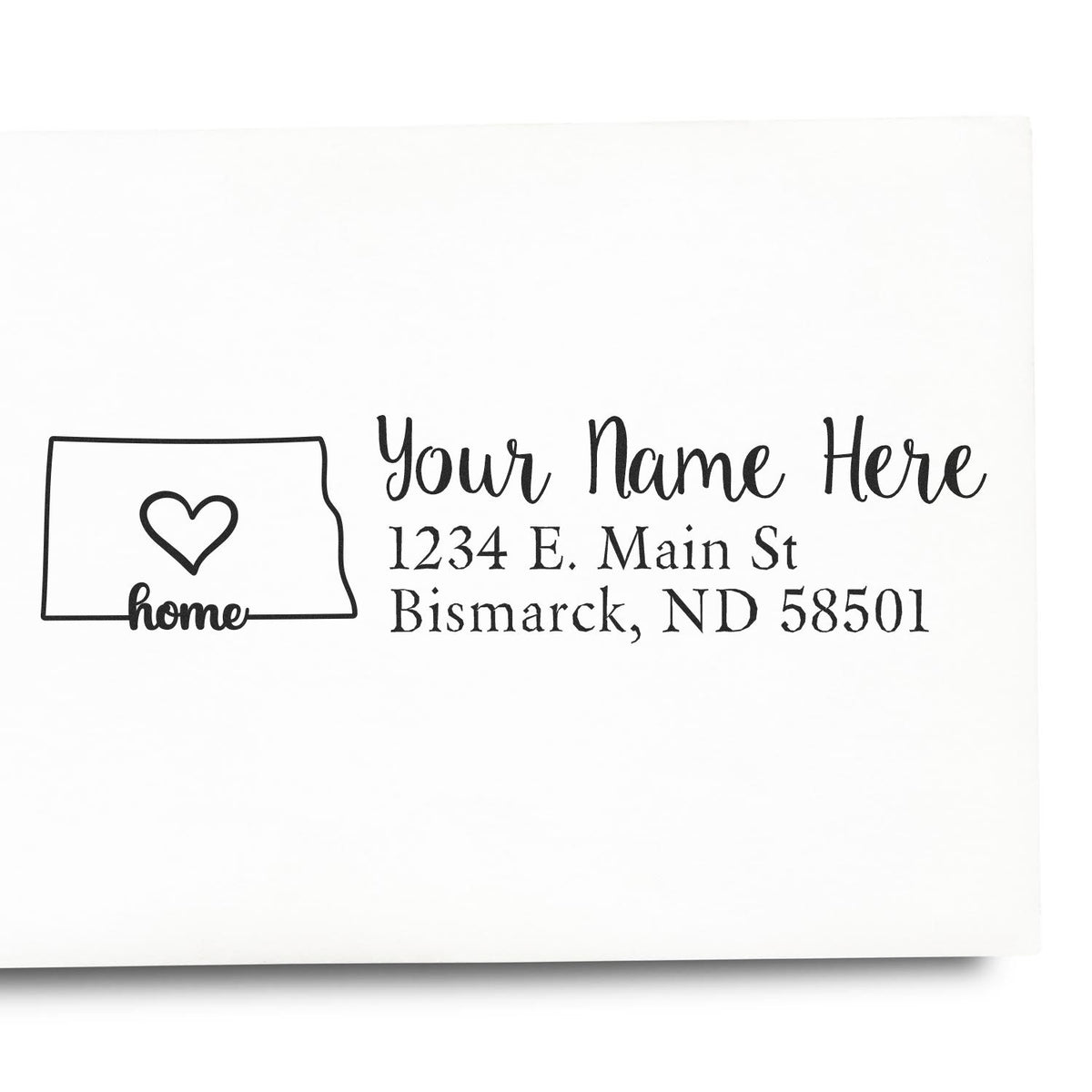 Personalized home return address rubber stamp with house heart design for envelopes, mailing labels, and stationery.