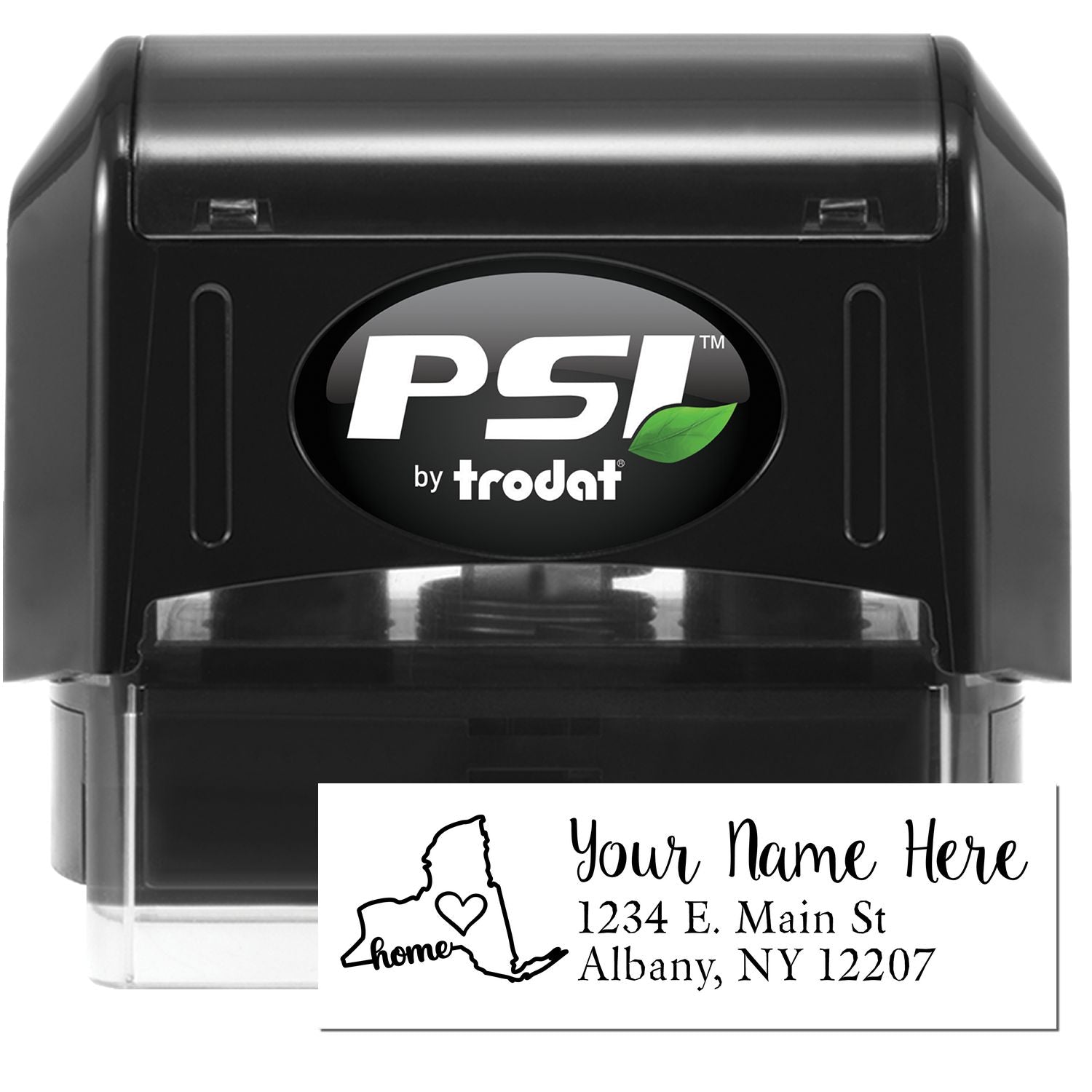 PSI by Trodat self-inking rubber stamp with custom return address imprint for personalized mailing and home address use.