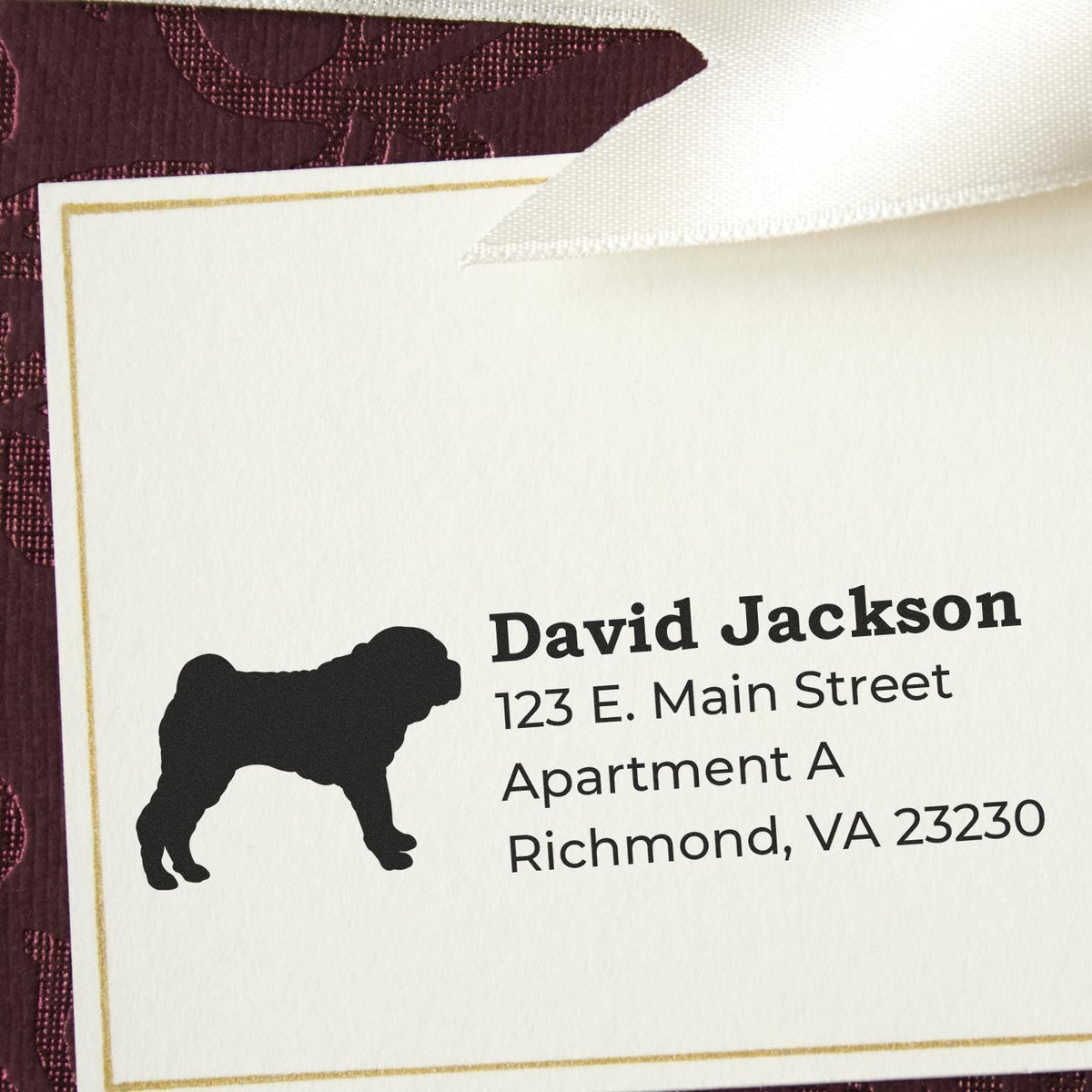 Custom bulldog return address rubber stamp for David Jackson, Richmond, VA