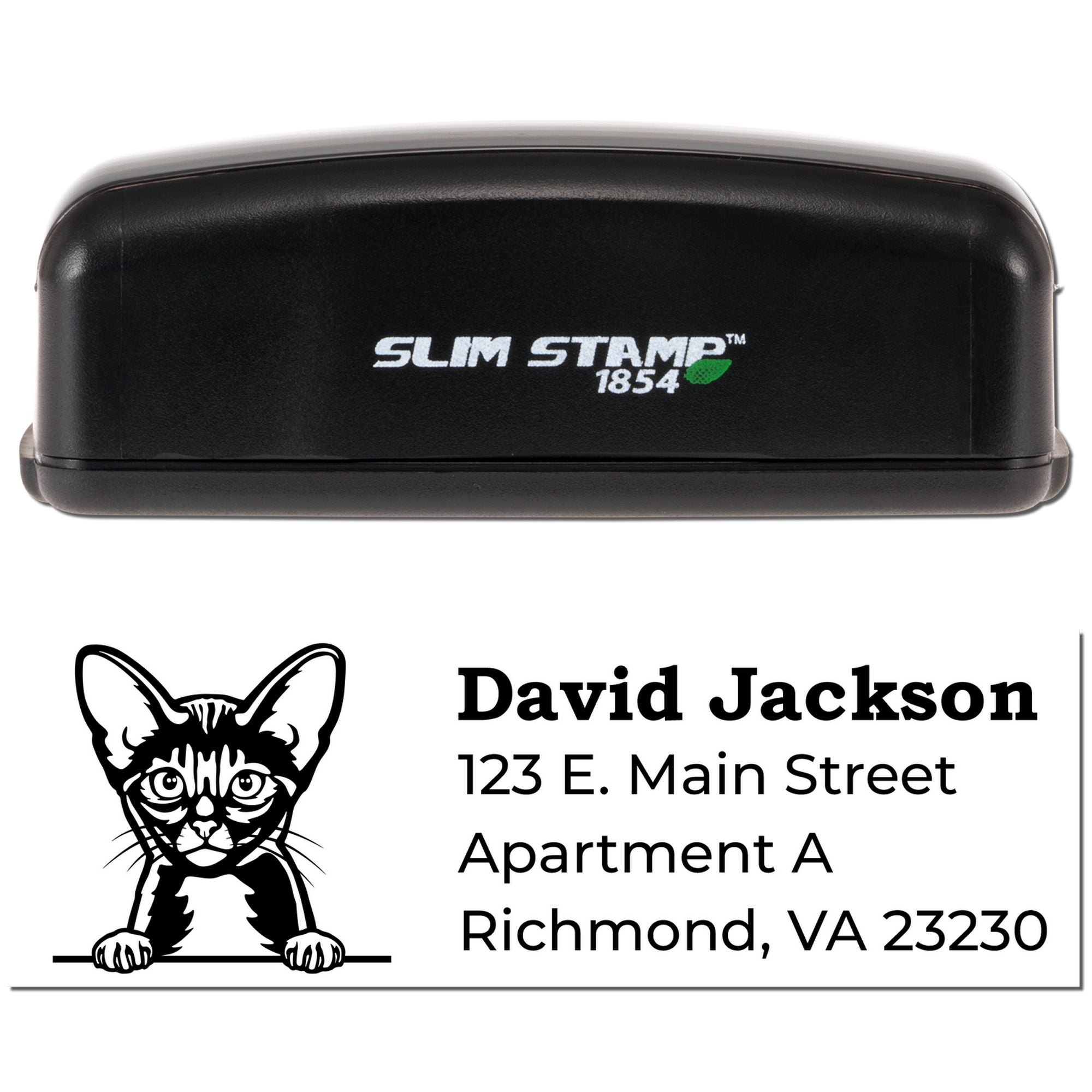 Abyssinian Cat Slim Pre-Inked Return Address Stamp