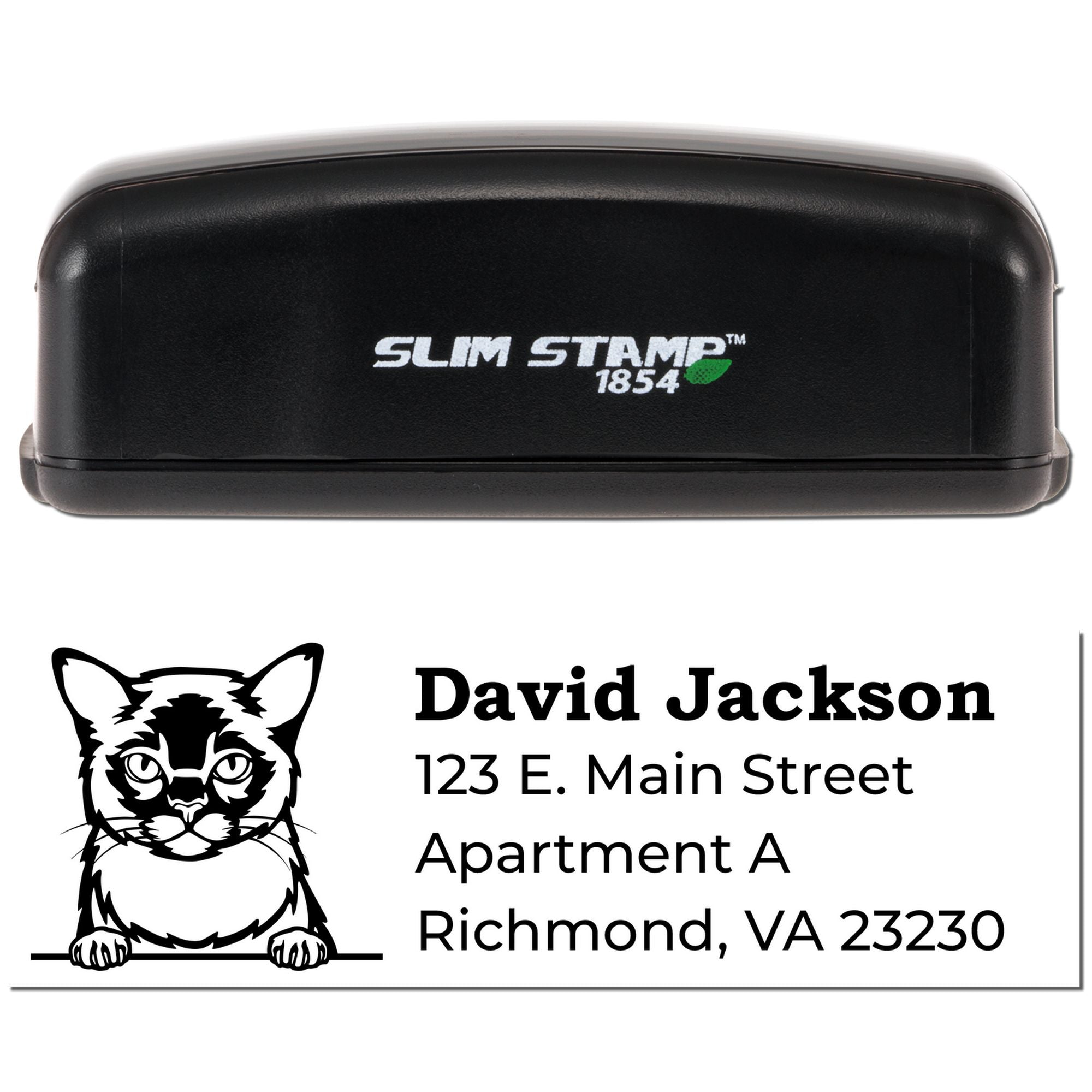 Burmese Cat Pre-Inked Slim Return Address Stamp