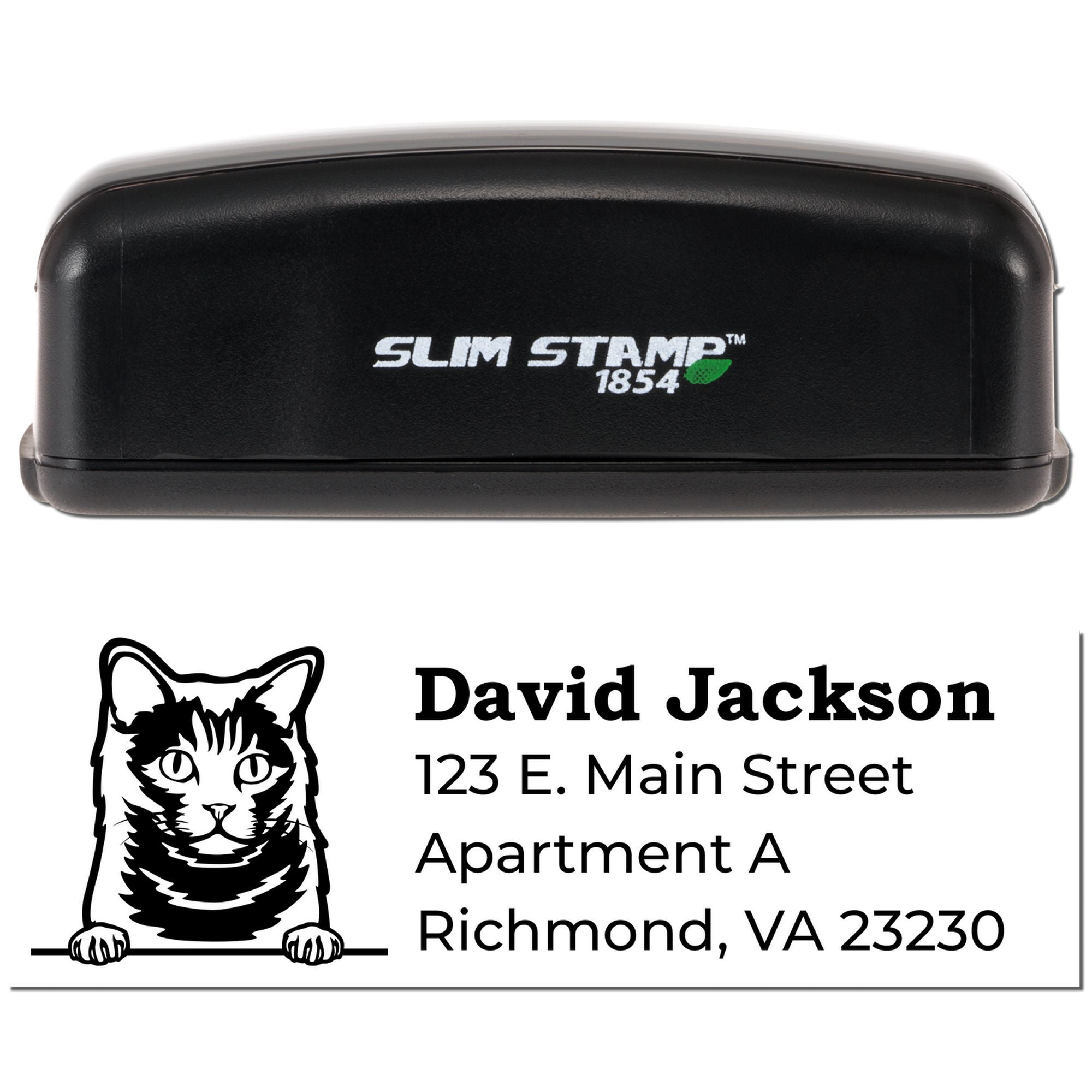 Compact Chartreux Cat Return Address Pre-Inked Stamp