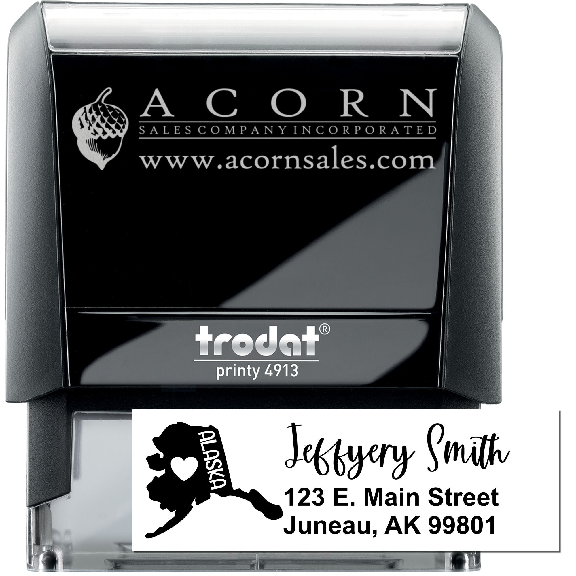 Alaska Heart Custom Return Love Heart Address Self-Inking Stamp