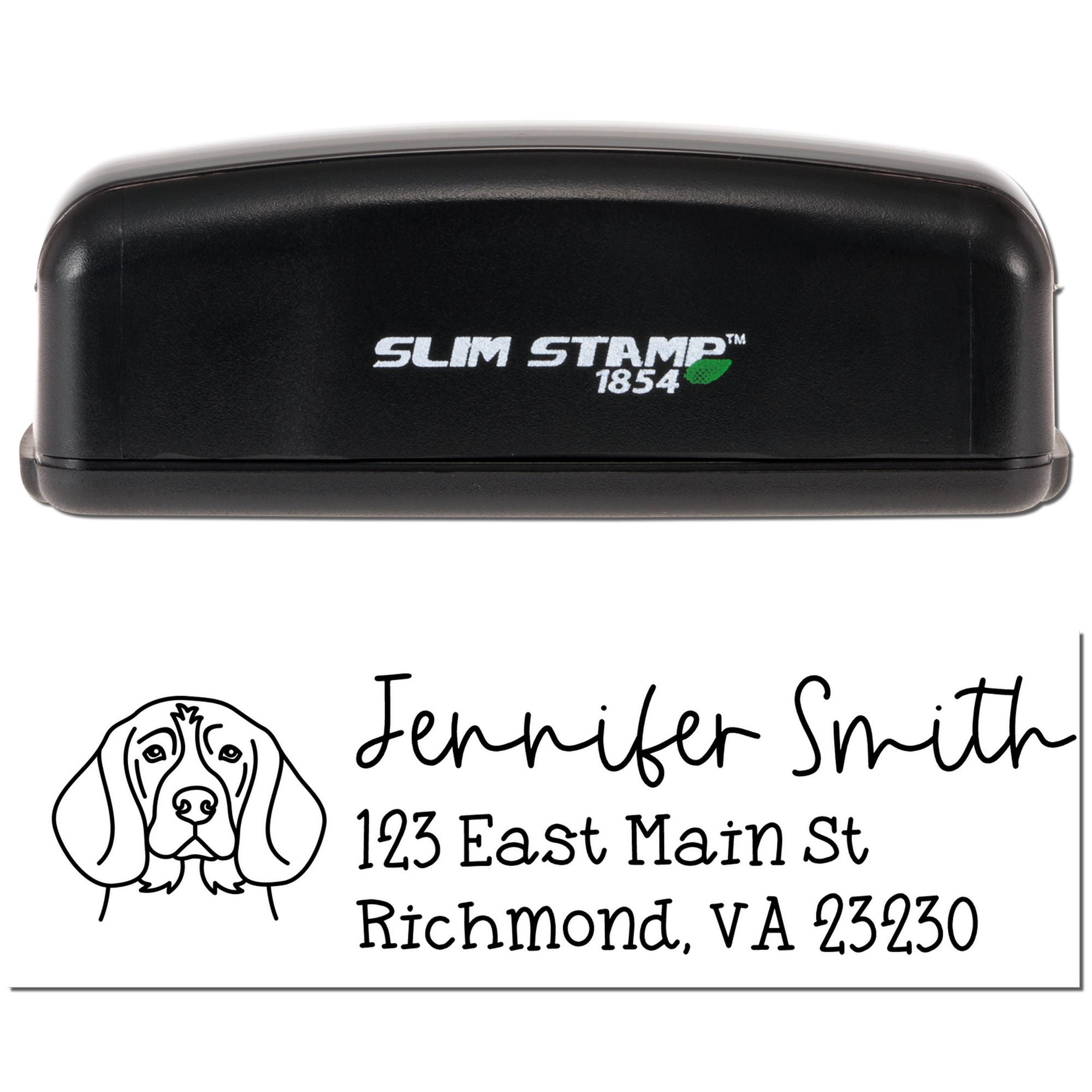 Personalized Beagle Dog Outline Address Slim Pre-Inked Stamp