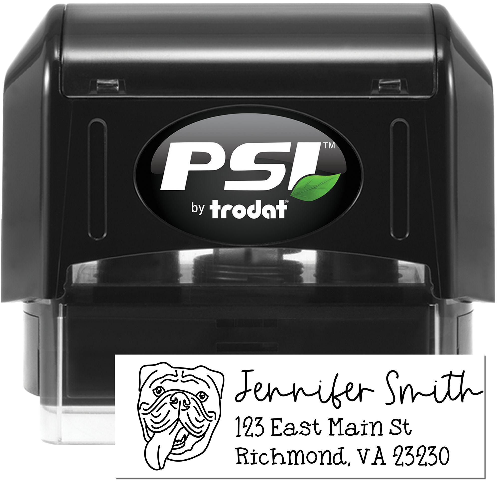 PSI by Trodat custom self-inking rubber stamp with dog address design for personalized mailing and business use