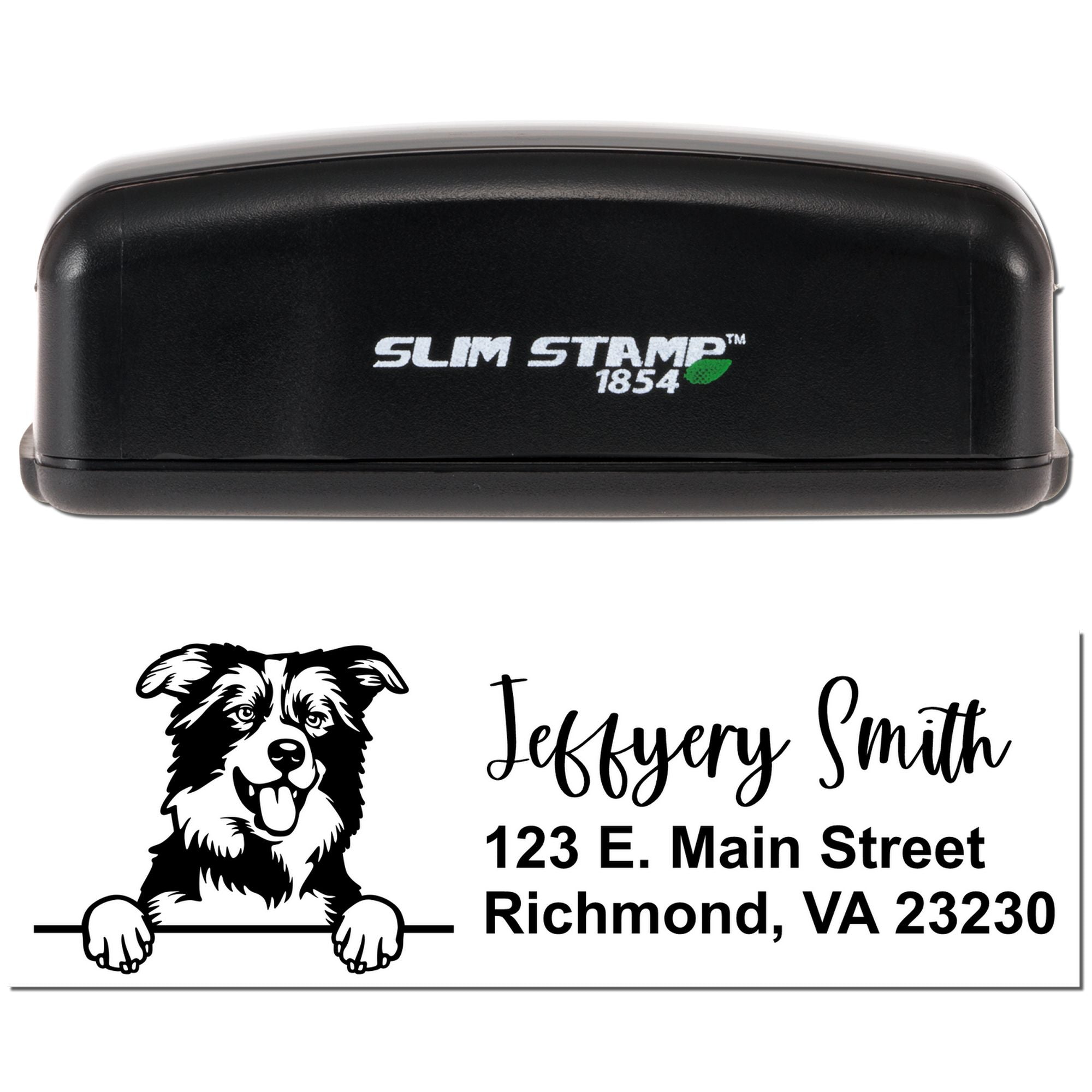 Personalized Border Collies Slim Border Collie Address Pre-Inked Stamp