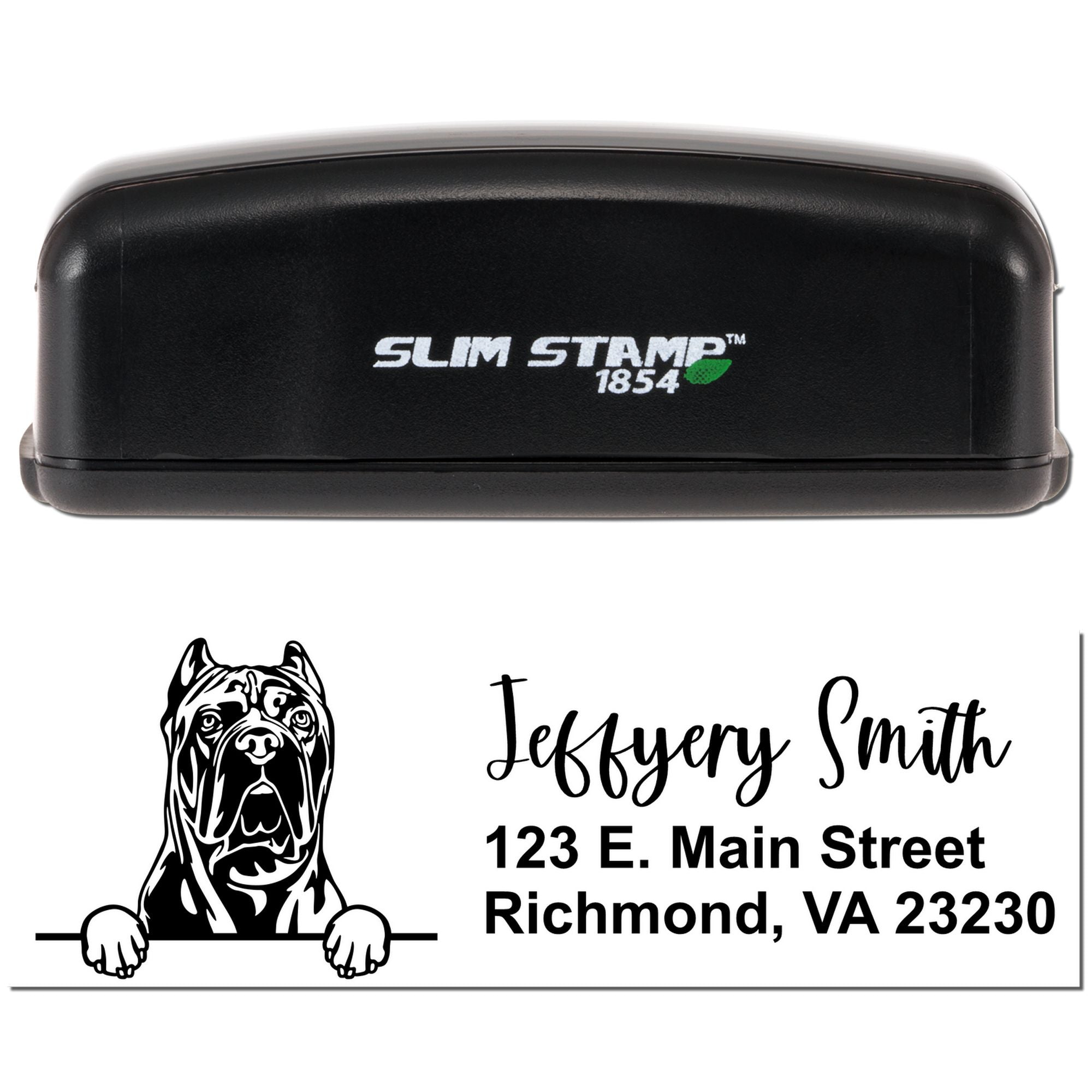 Personalized Slim Cane Corso Address Pre-Inked Stamp