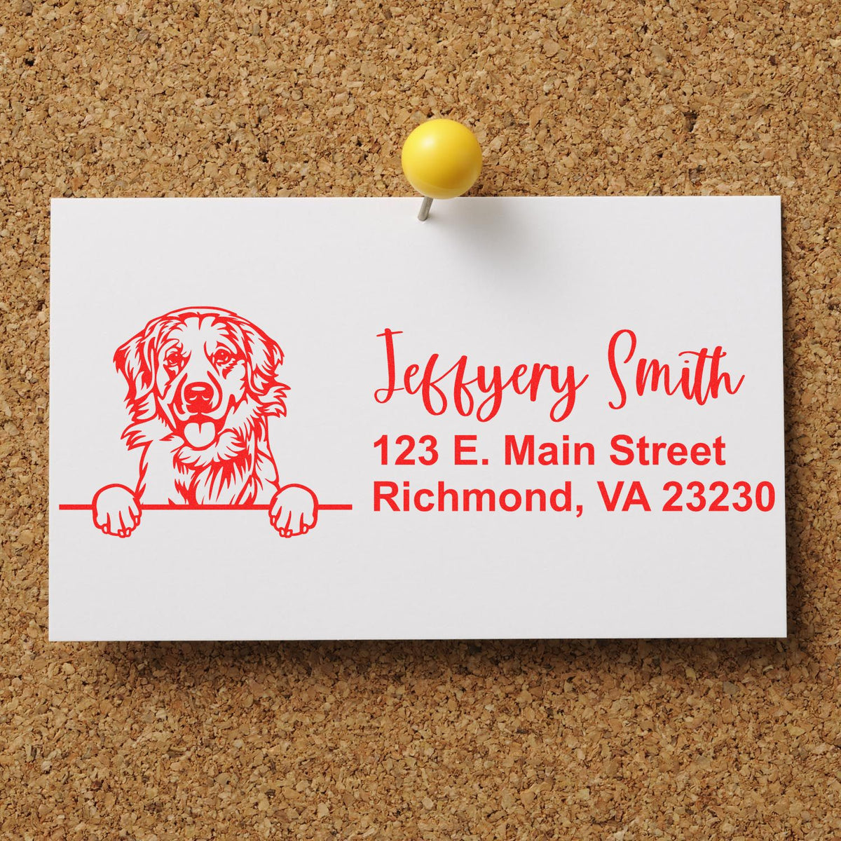 Personalized dog return address rubber stamp with name and Richmond, VA address