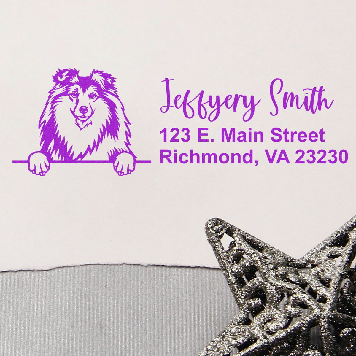 Custom dog return address rubber stamp with Jeffrey Smith name and Richmond, VA address, personalized for mailing use