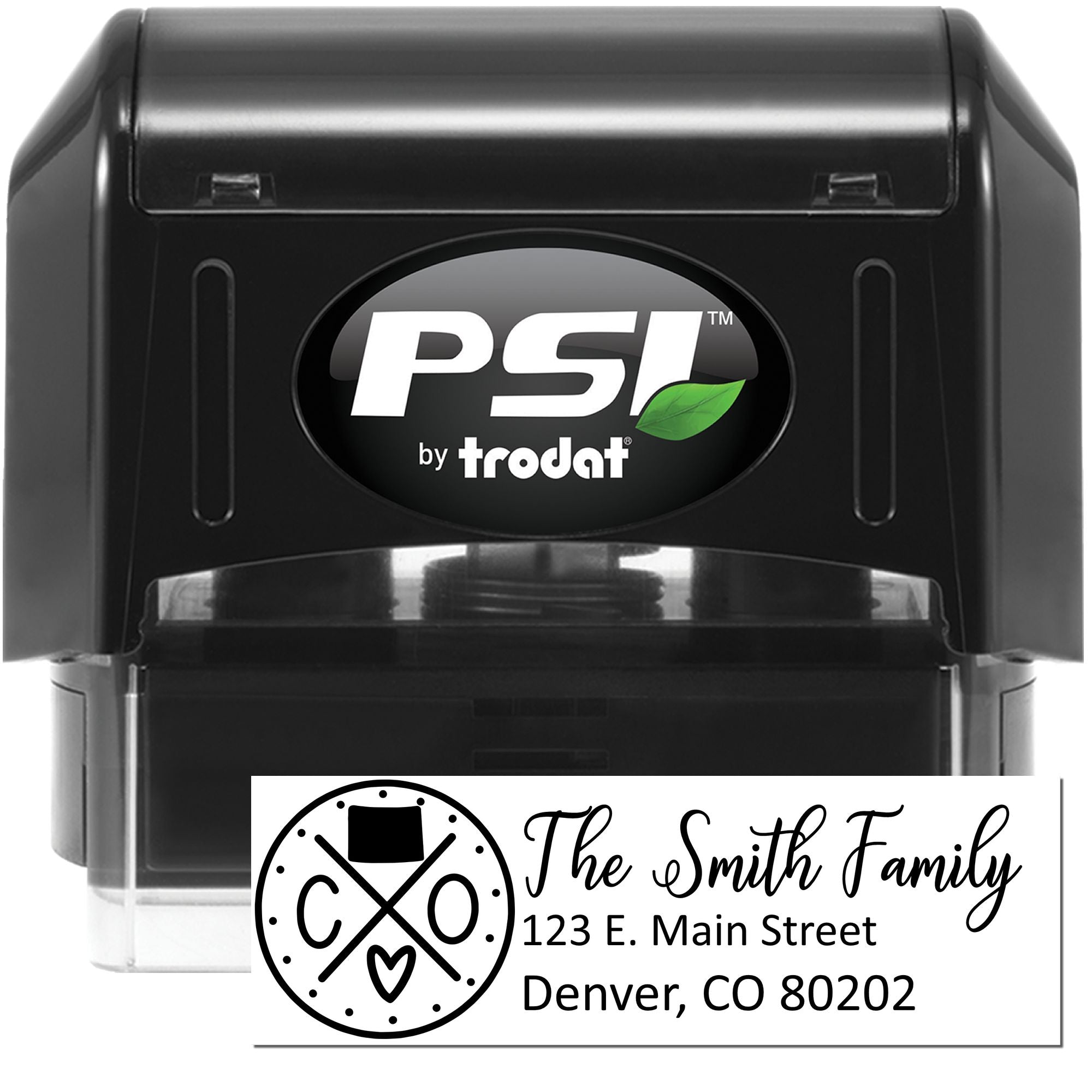 PSI by Trodat self-inking custom rubber stamp for family return addresses and envelope mailing