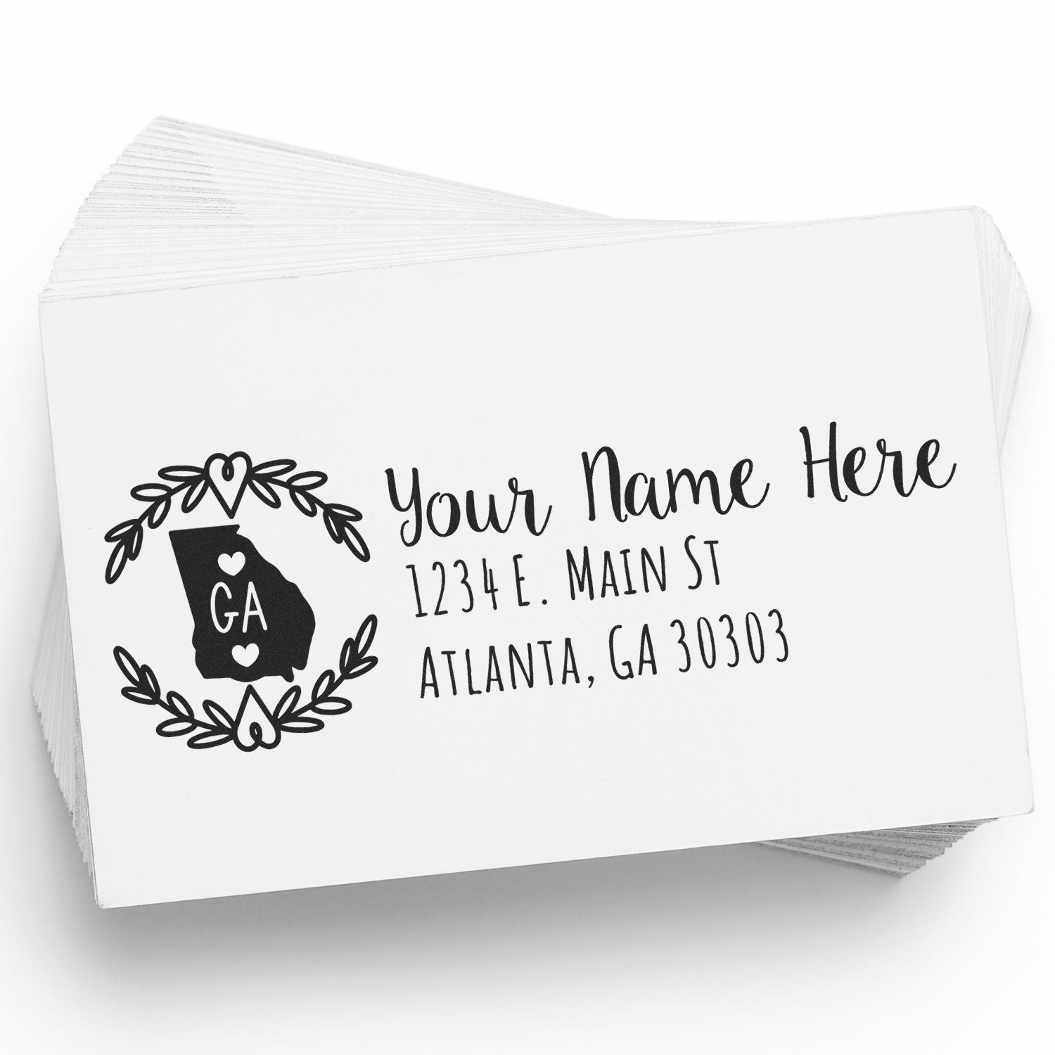 Custom Georgia address rubber stamp with name and mailing address for personalized wedding or business use