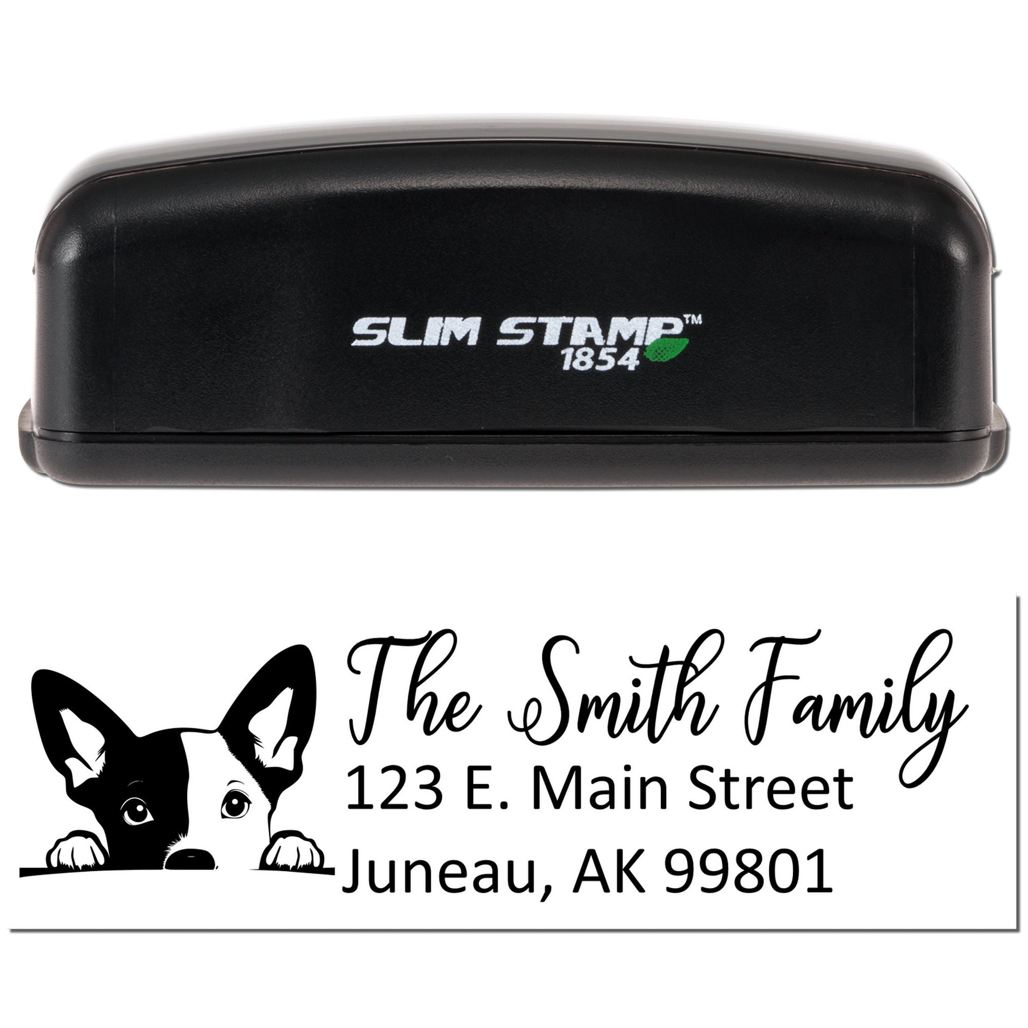 Basenji Dog Personalized Address Slim Pre-Inked Stamp