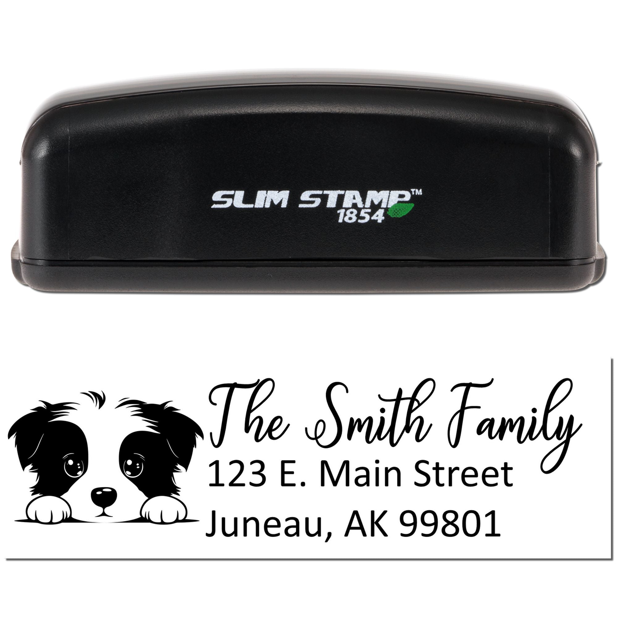 Personalized Border Terrier Dog Address Slim Pre-Inked Stamp