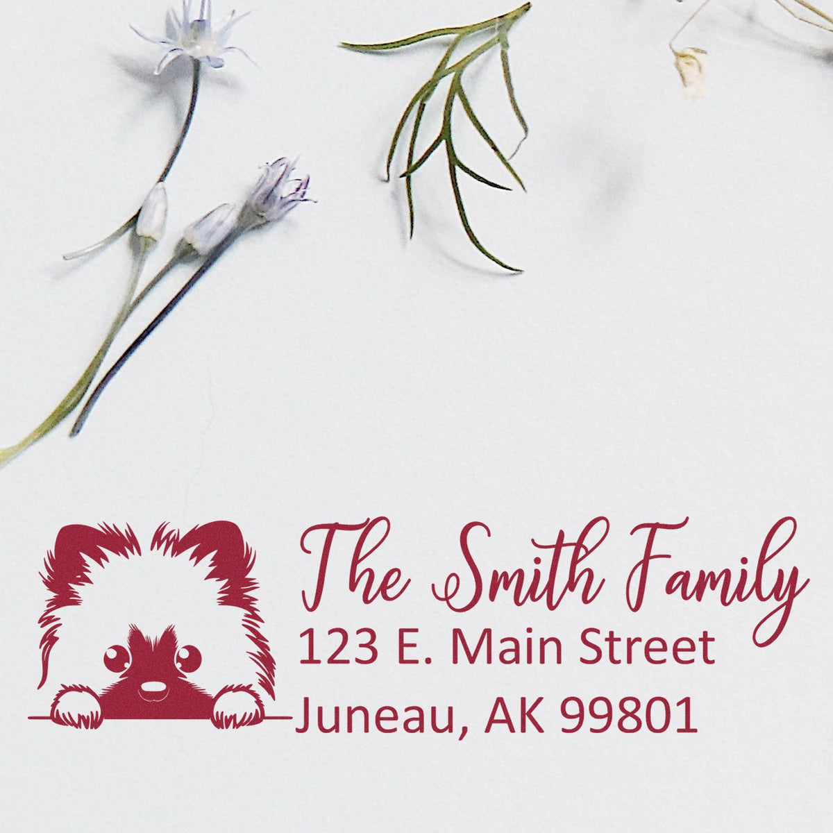 Custom bear family return address rubber stamp for The Smith Family, 123 E. Main Street, Juneau, AK 99801