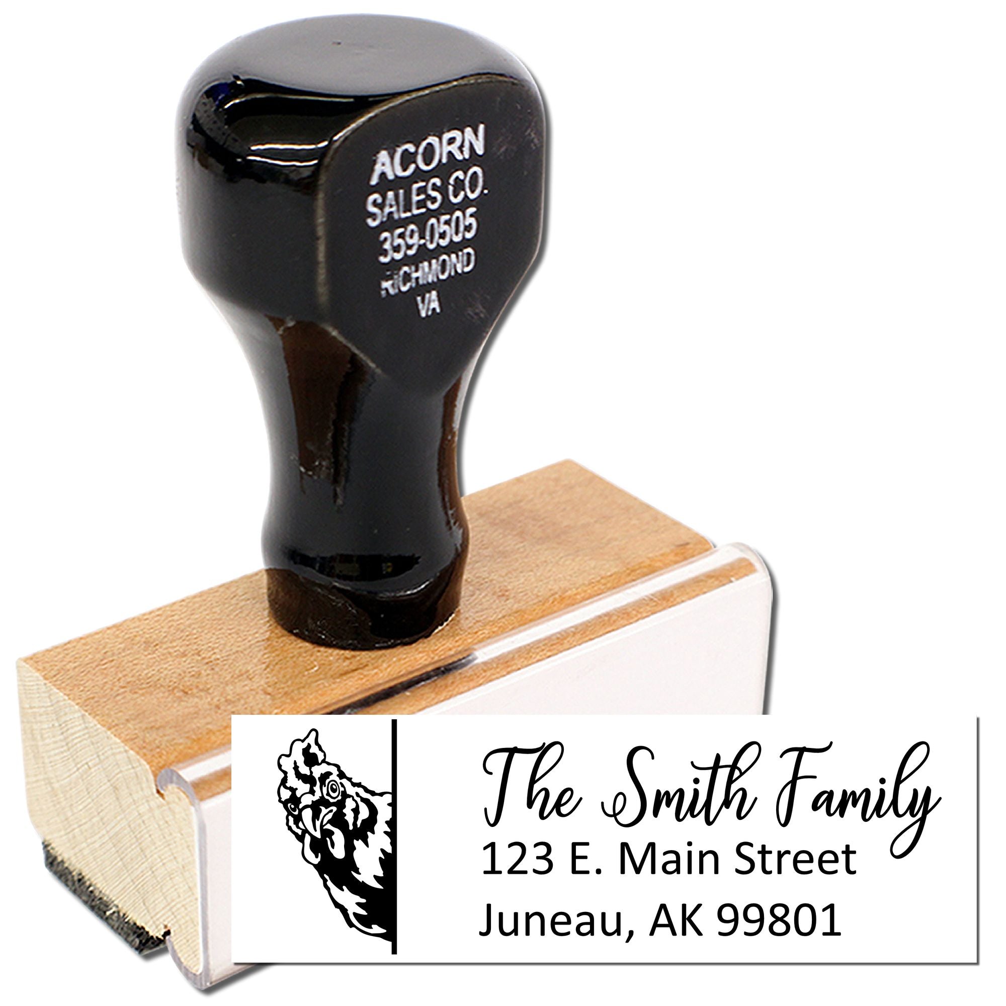 Custom personalized return address rubber stamp for The Smith Family with owl design for envelopes and mail.