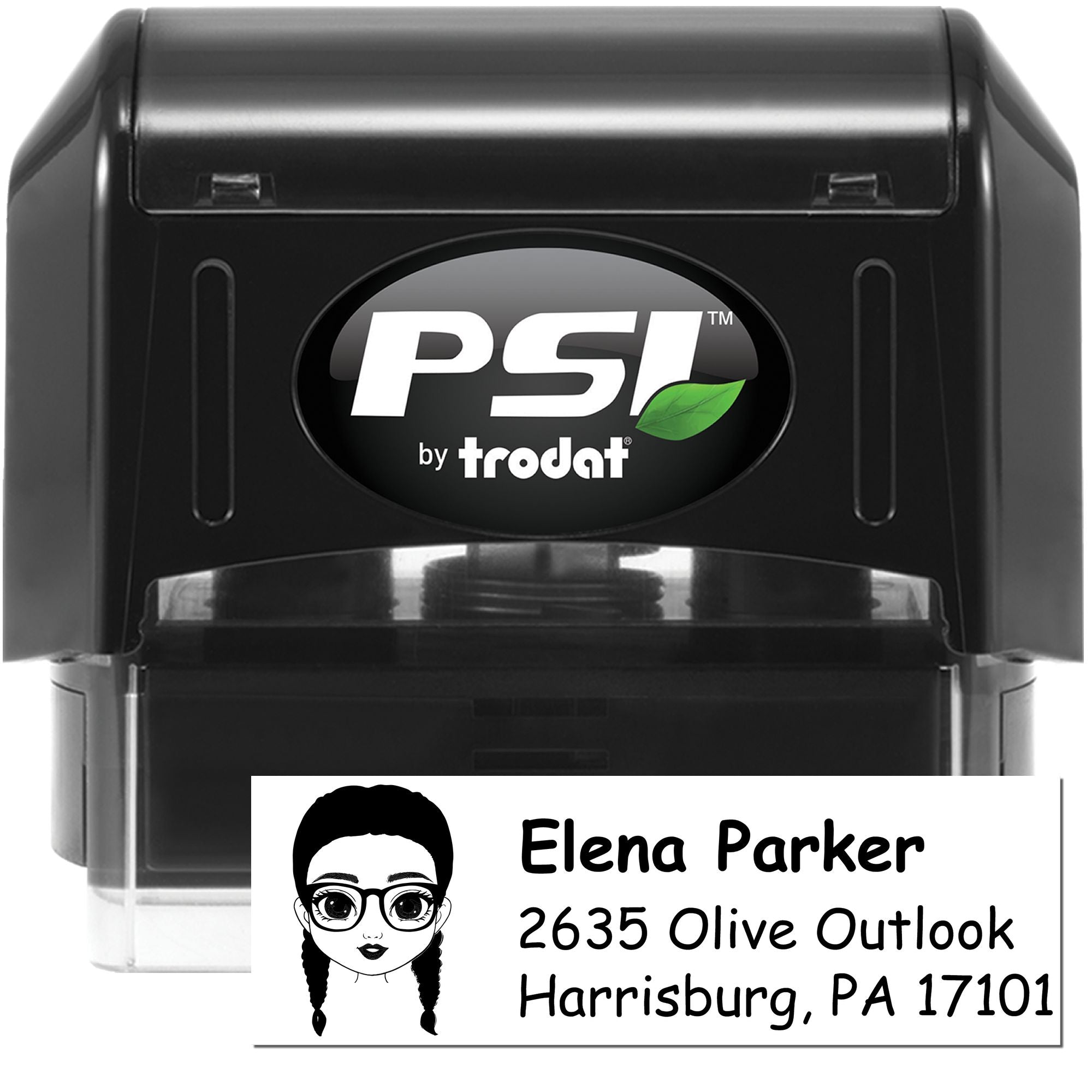 PSI by Trodat self-inking custom address rubber stamp with personalized name and return address for mailing and office use