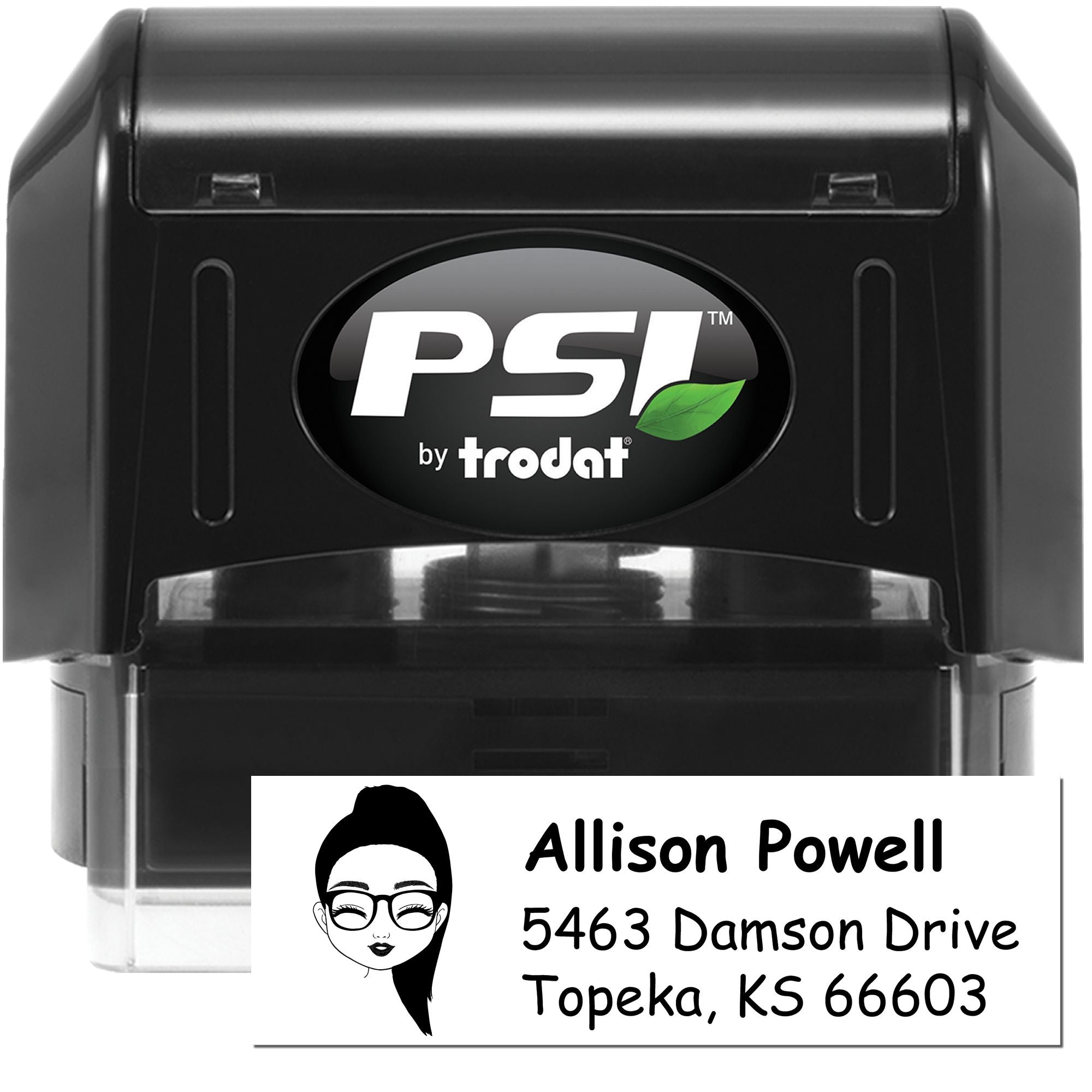 PSI by Trodat self-inking rubber stamp with custom return address for personalized mailing labels