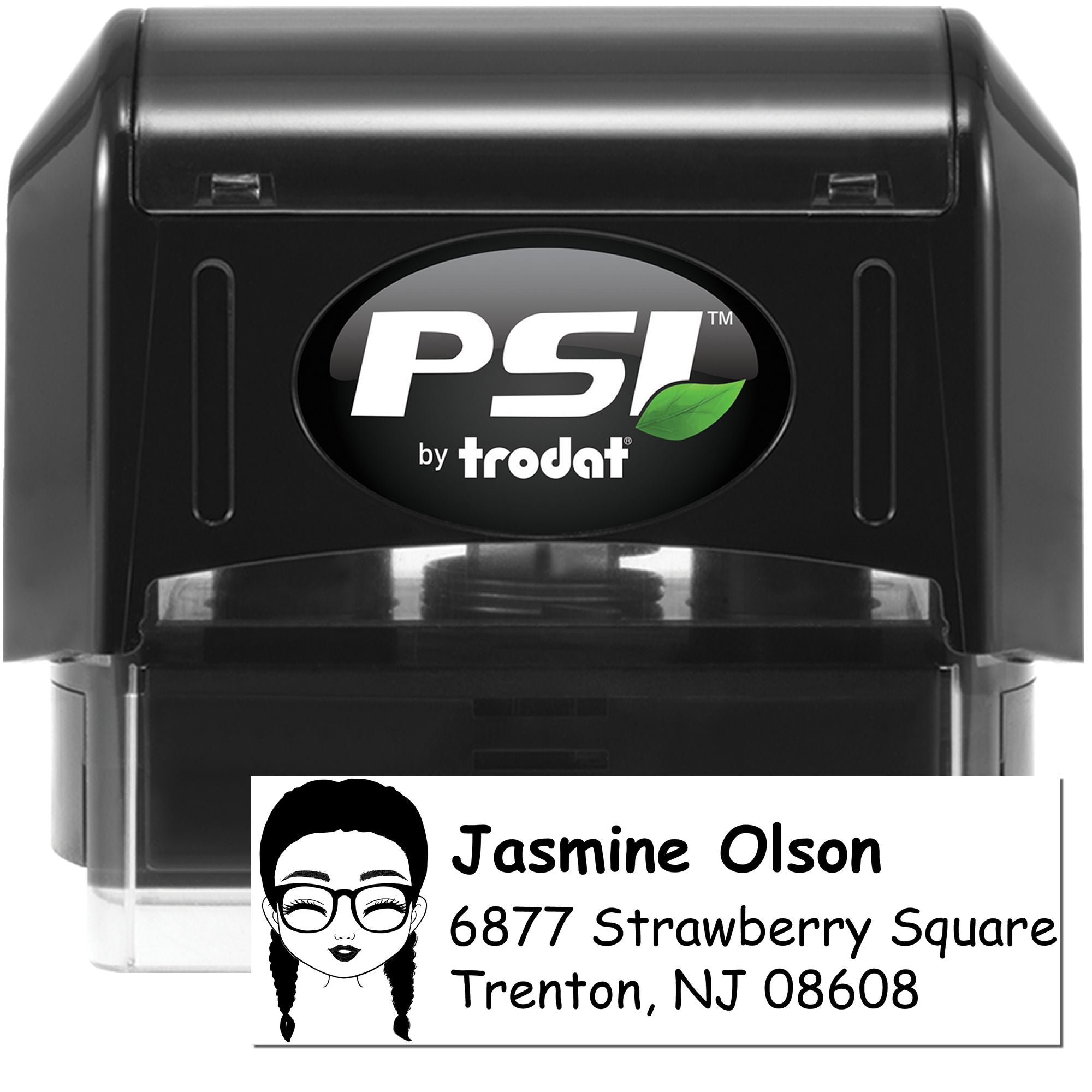 PSI by Trodat self-inking rubber address stamp with personalized name and address