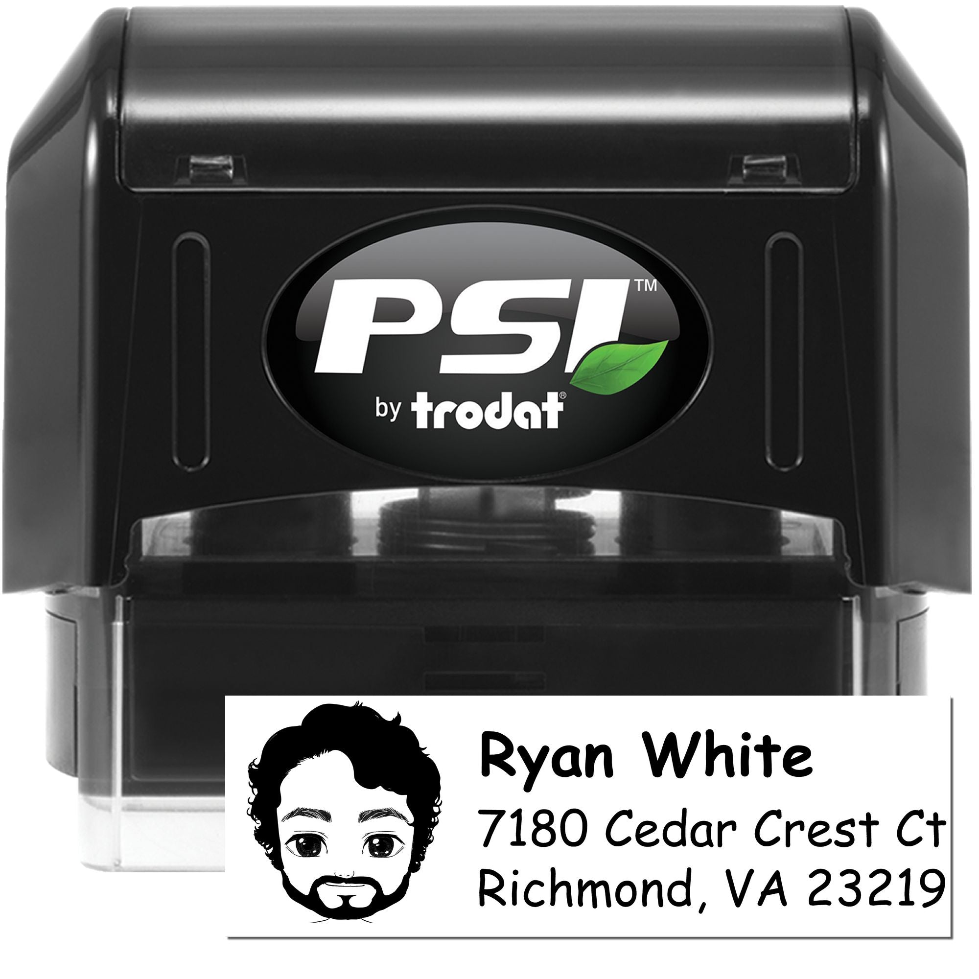 PSI by Trodat self-inking custom address rubber stamp for personalized return address labeling.