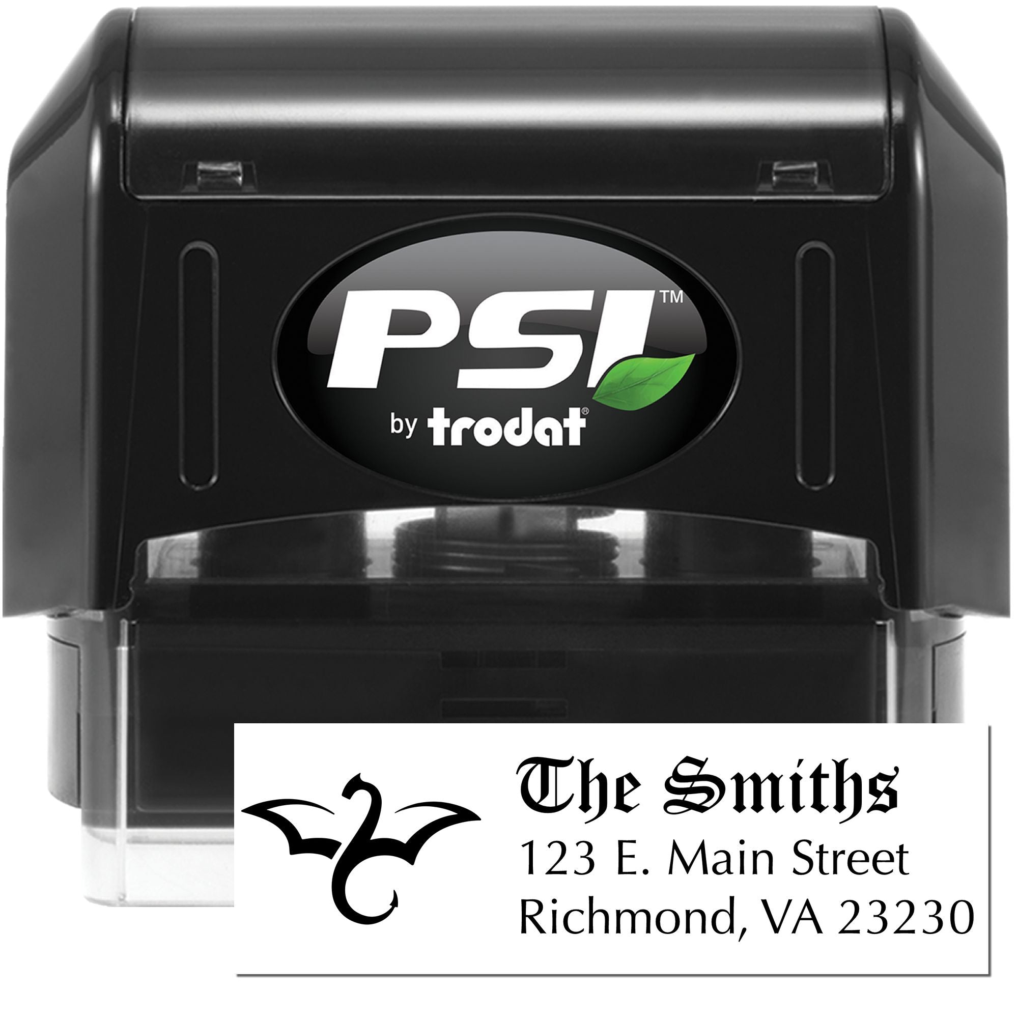 PSI by Trodat personalized self-inking address rubber stamp with sample return address design for The Smiths