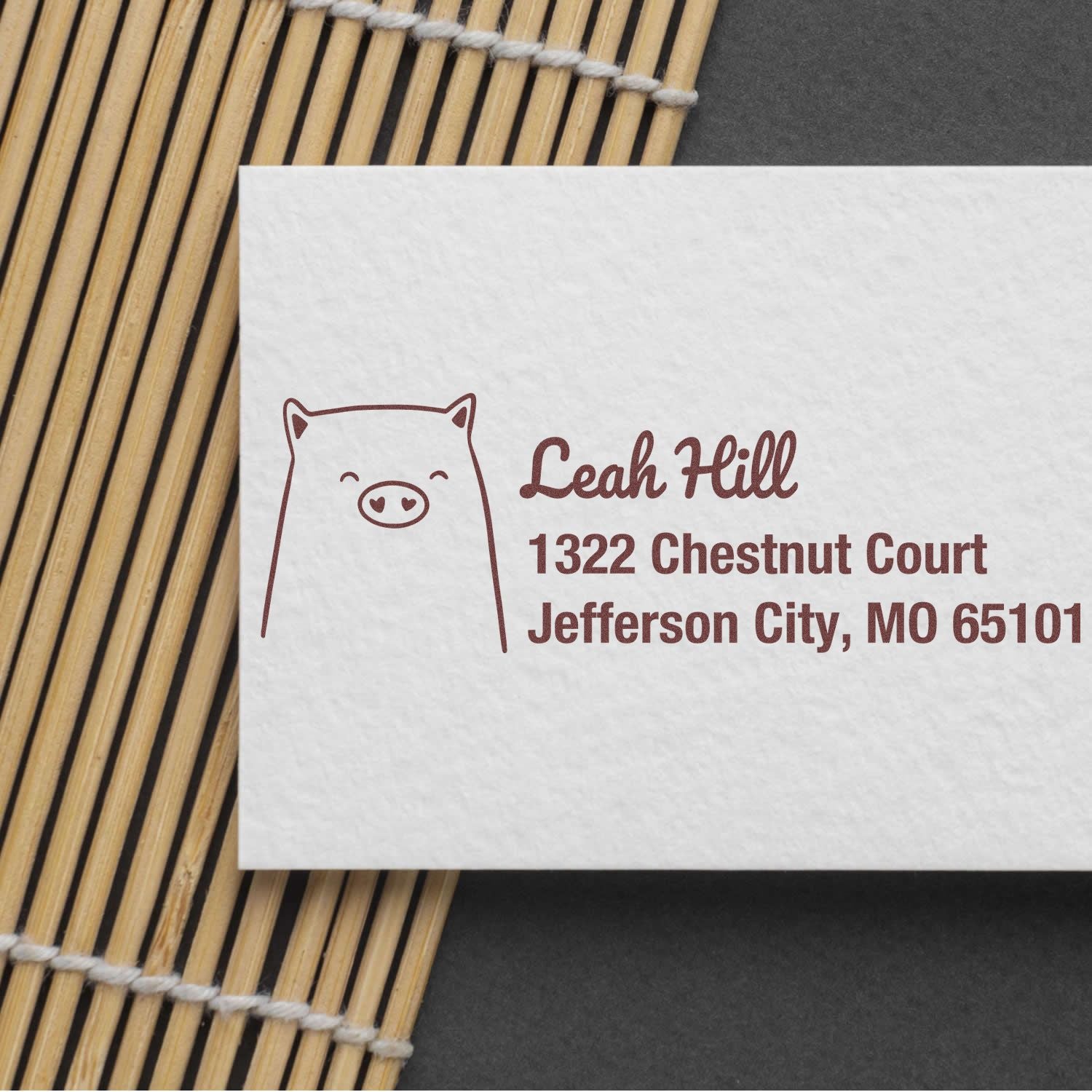 Custom return address stamp with pig design for personalized mailing labels