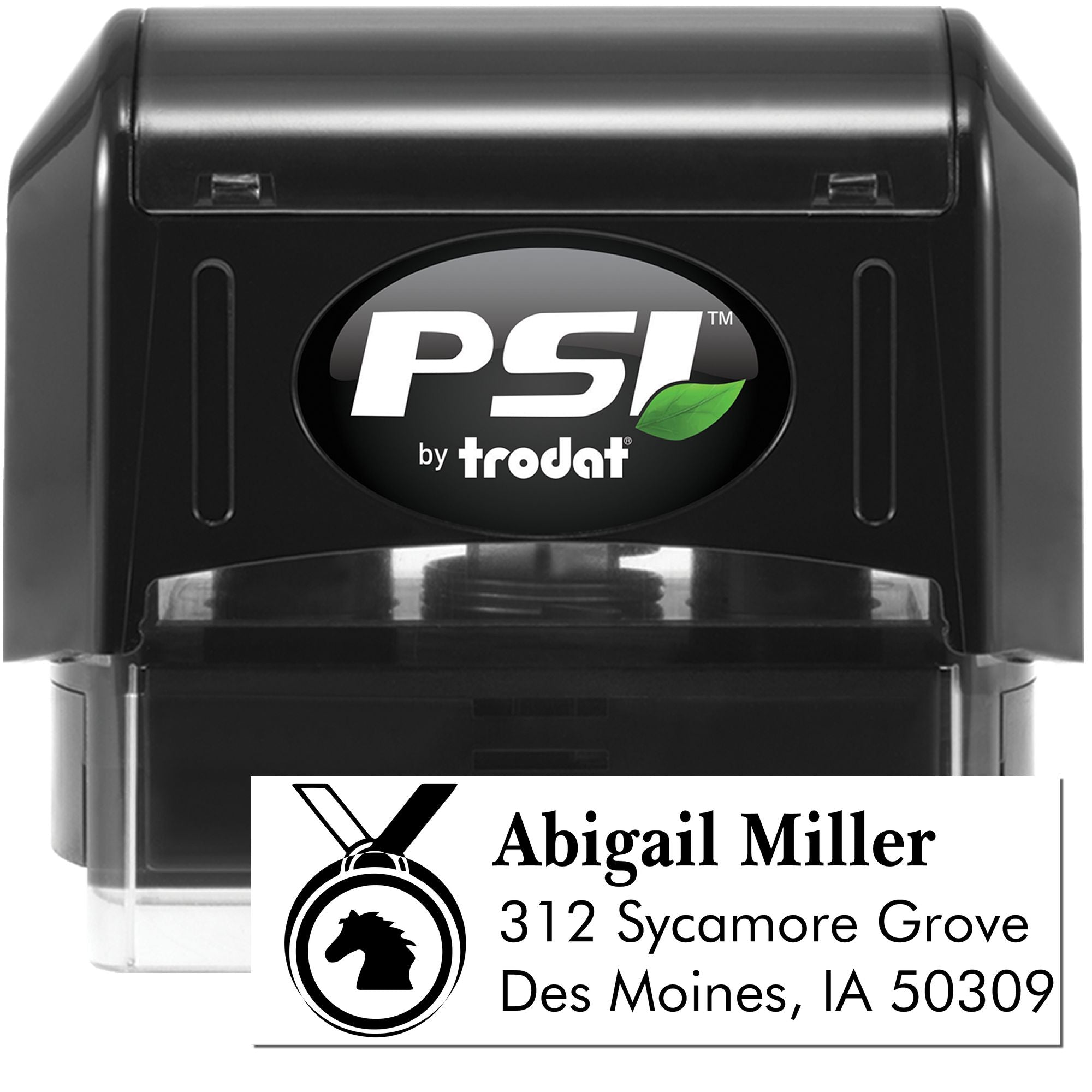 PSI by Trodat self-inking rubber stamp with custom address design for mailing and return address use