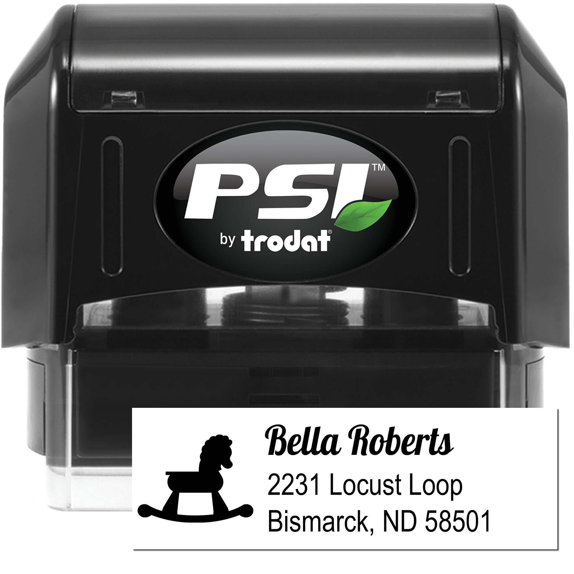 PSI by Trodat self-inking rubber address stamp with custom name and address imprint for mailing and return labels