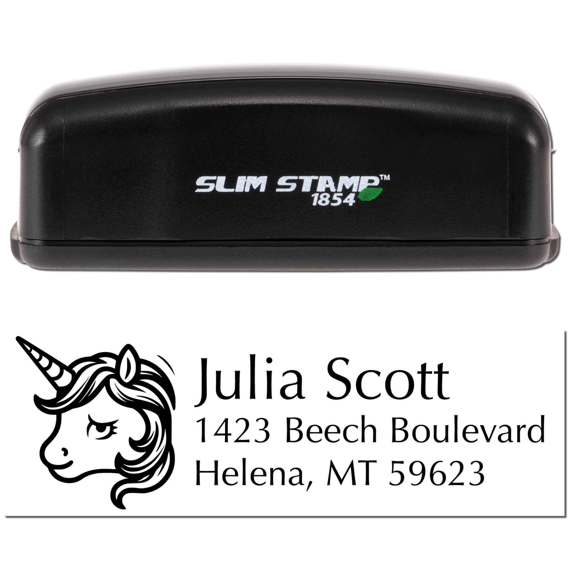 Roselush Unicorn Custom Address Label Slim Pre-Inked Stamp